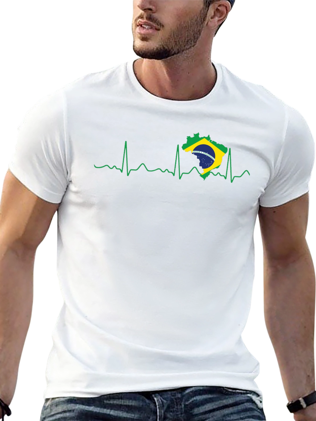 Brazil Heartbeat T-Shirt - Black Graphic Tee