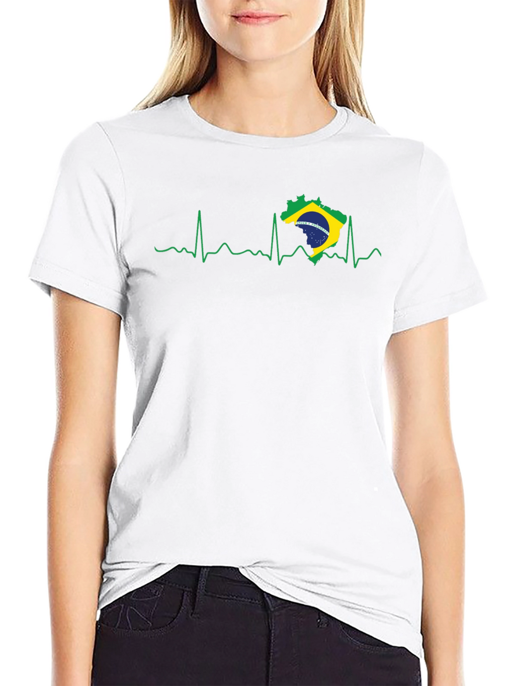 Brazil Heartbeat T-Shirt - Black Graphic Tee
