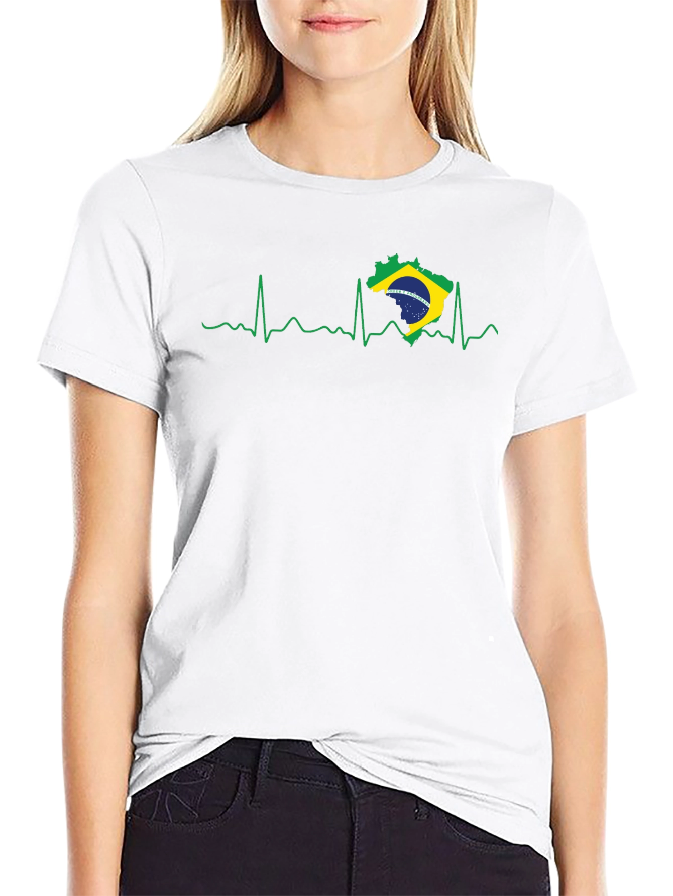 Brazil Heartbeat T-Shirt - Black Graphic Tee
