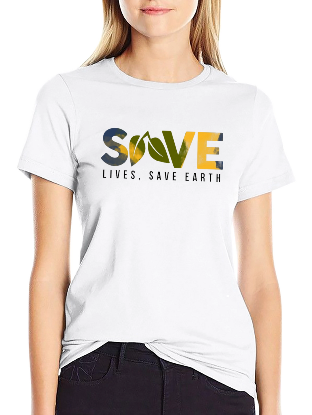 Eco-Friendly Save Lives Save Earth Graphic T-Shirt