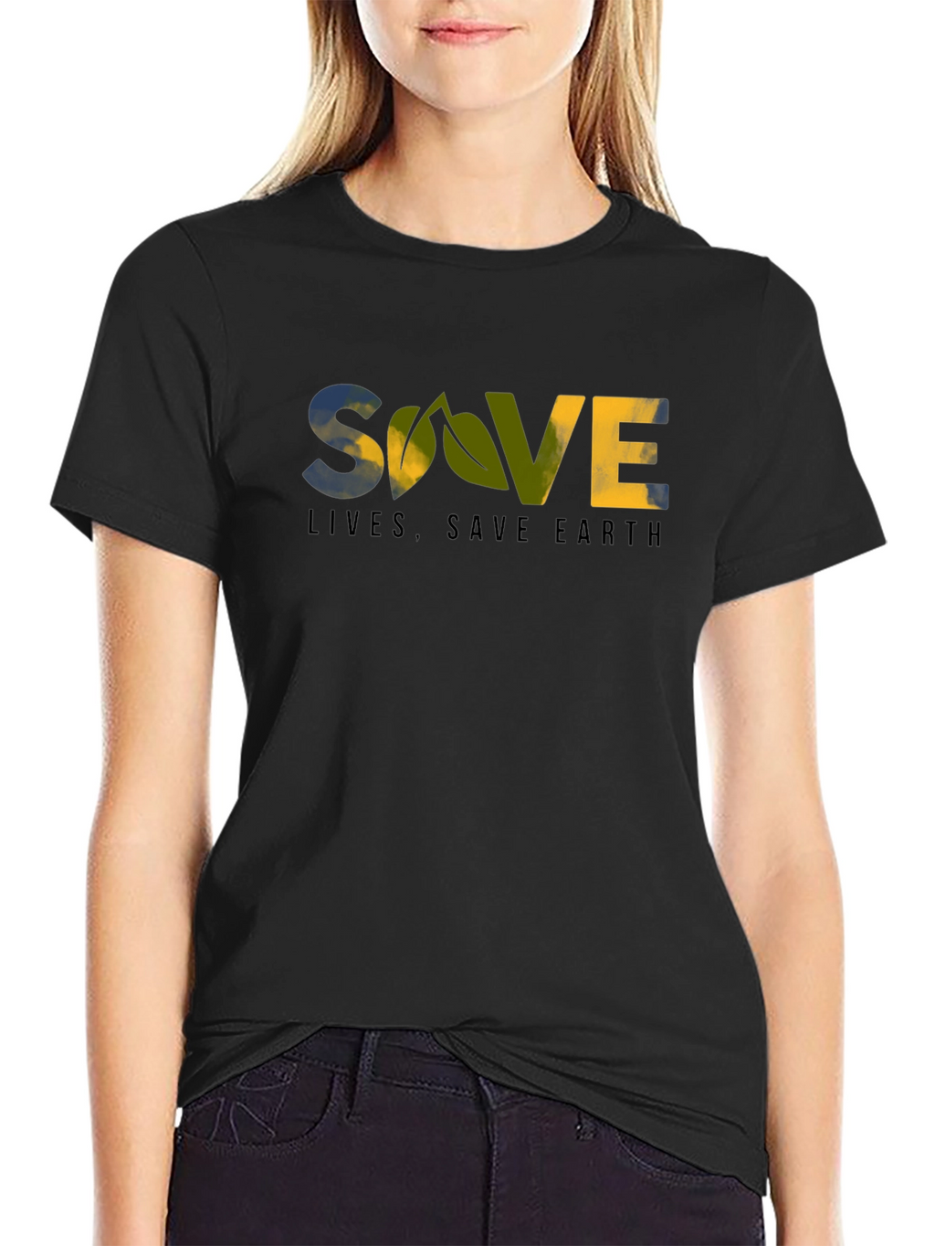Eco-Friendly Save Lives Save Earth Graphic T-Shirt