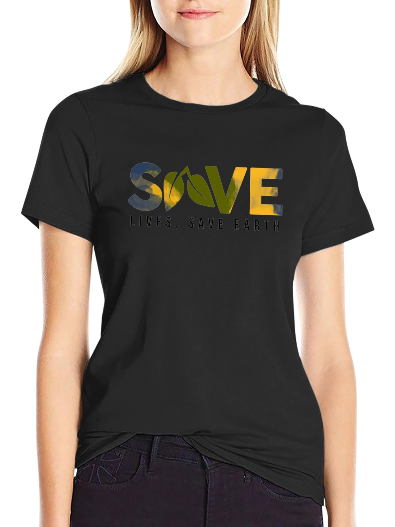 Eco-Friendly Save Lives Save Earth Graphic T-Shirt