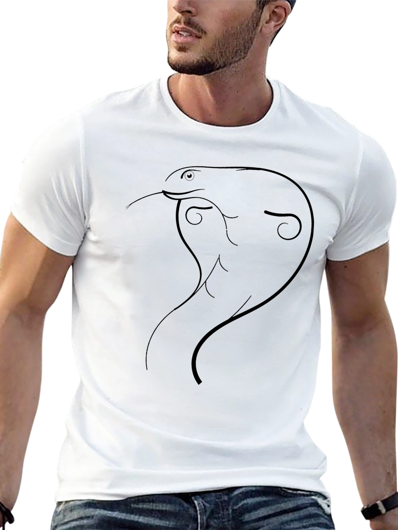 Minimalist Cobra Graphic T-Shirt - Black