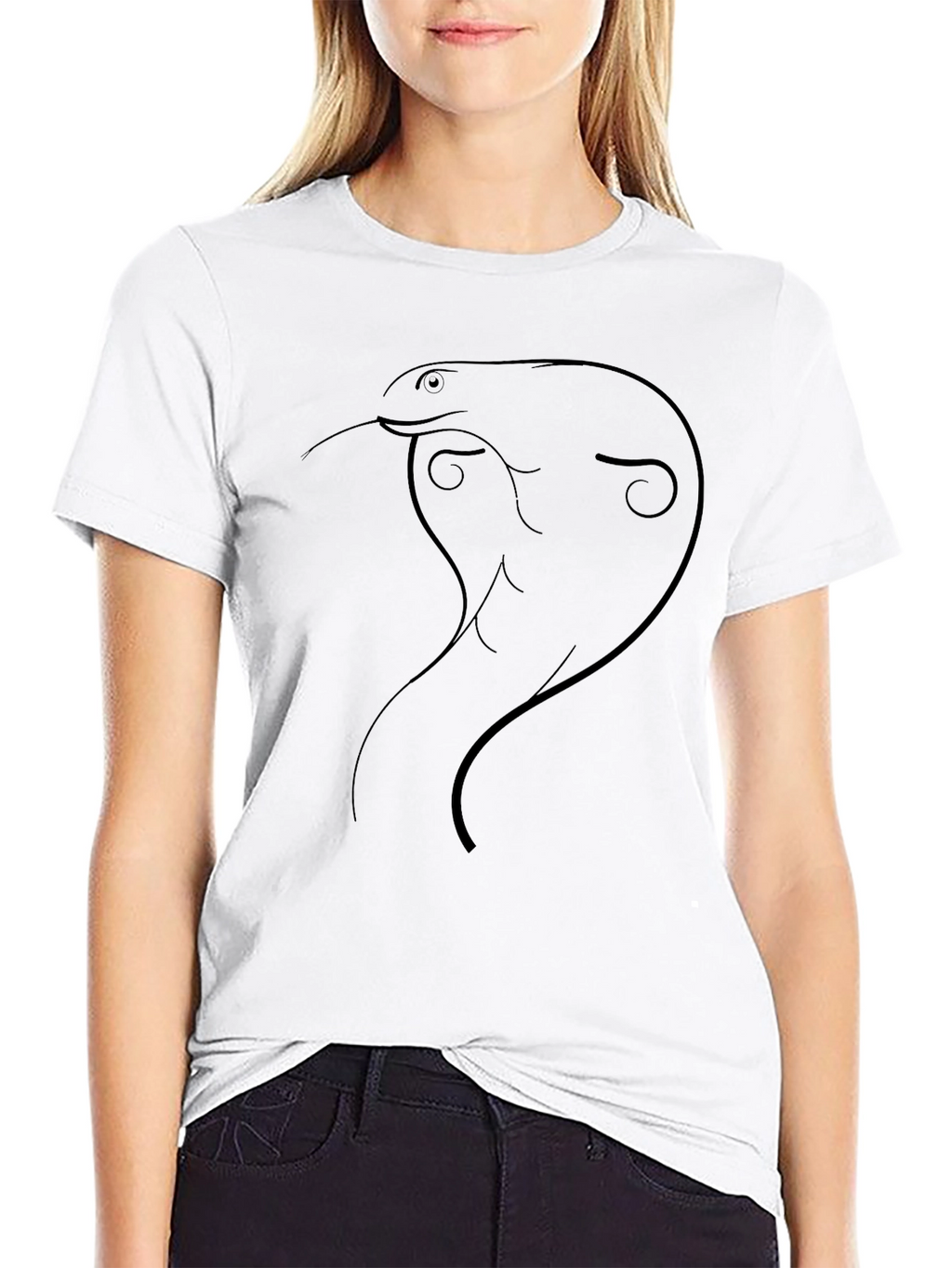 Minimalist Cobra Graphic T-Shirt - Black