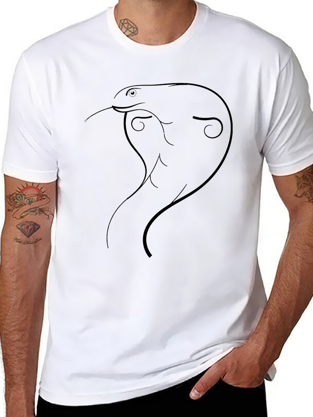 Minimalist Cobra Graphic T-Shirt - Black