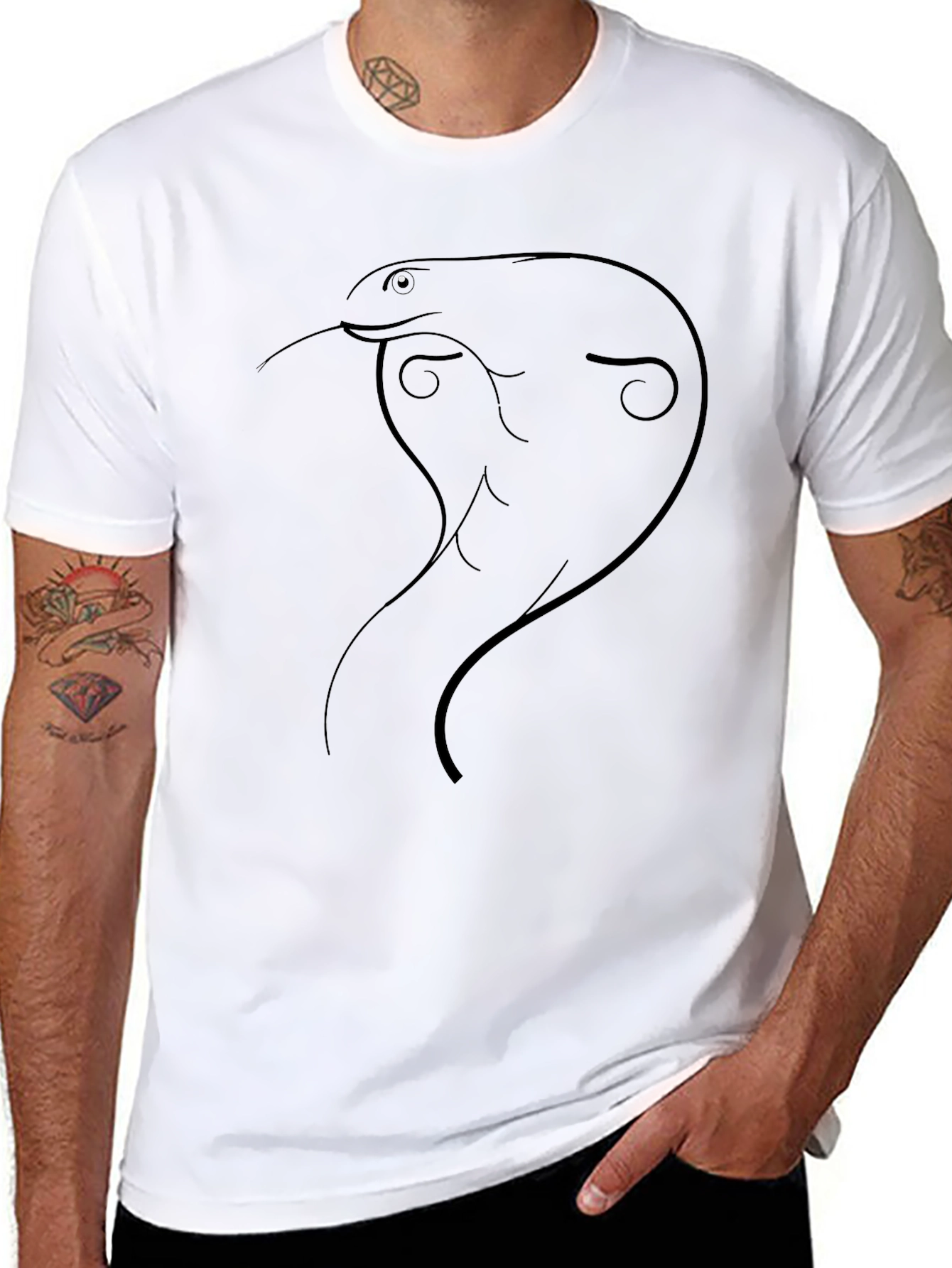 Minimalist Cobra Graphic T-Shirt - Black