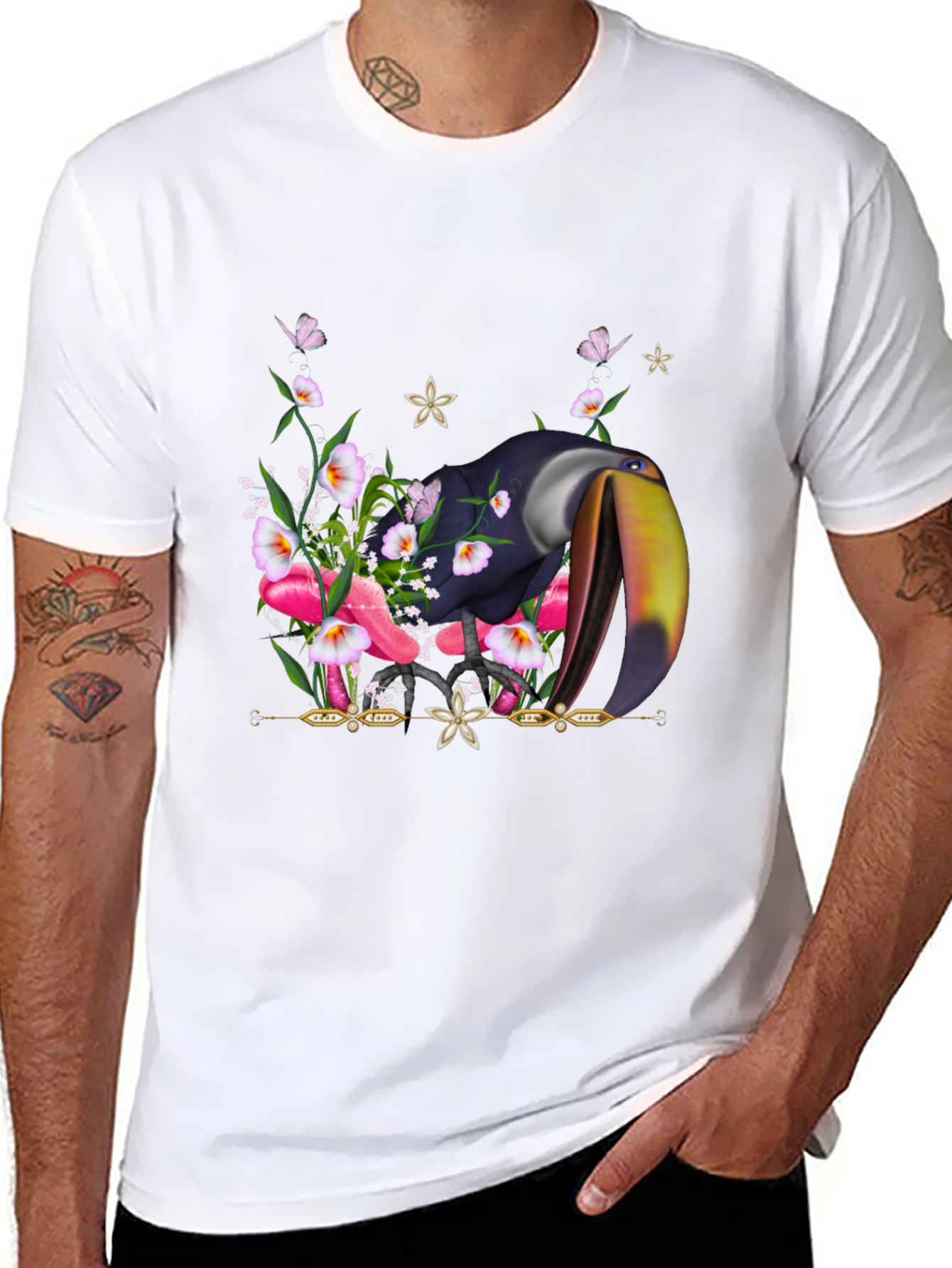 Toucan Floral T-Shirt - Tropical Bird Tee