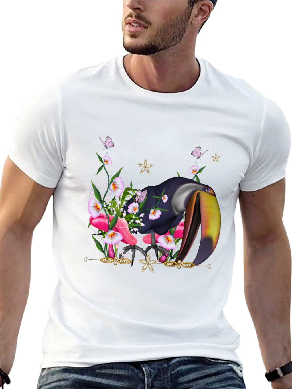 Toucan Floral T-Shirt - Tropical Bird Tee
