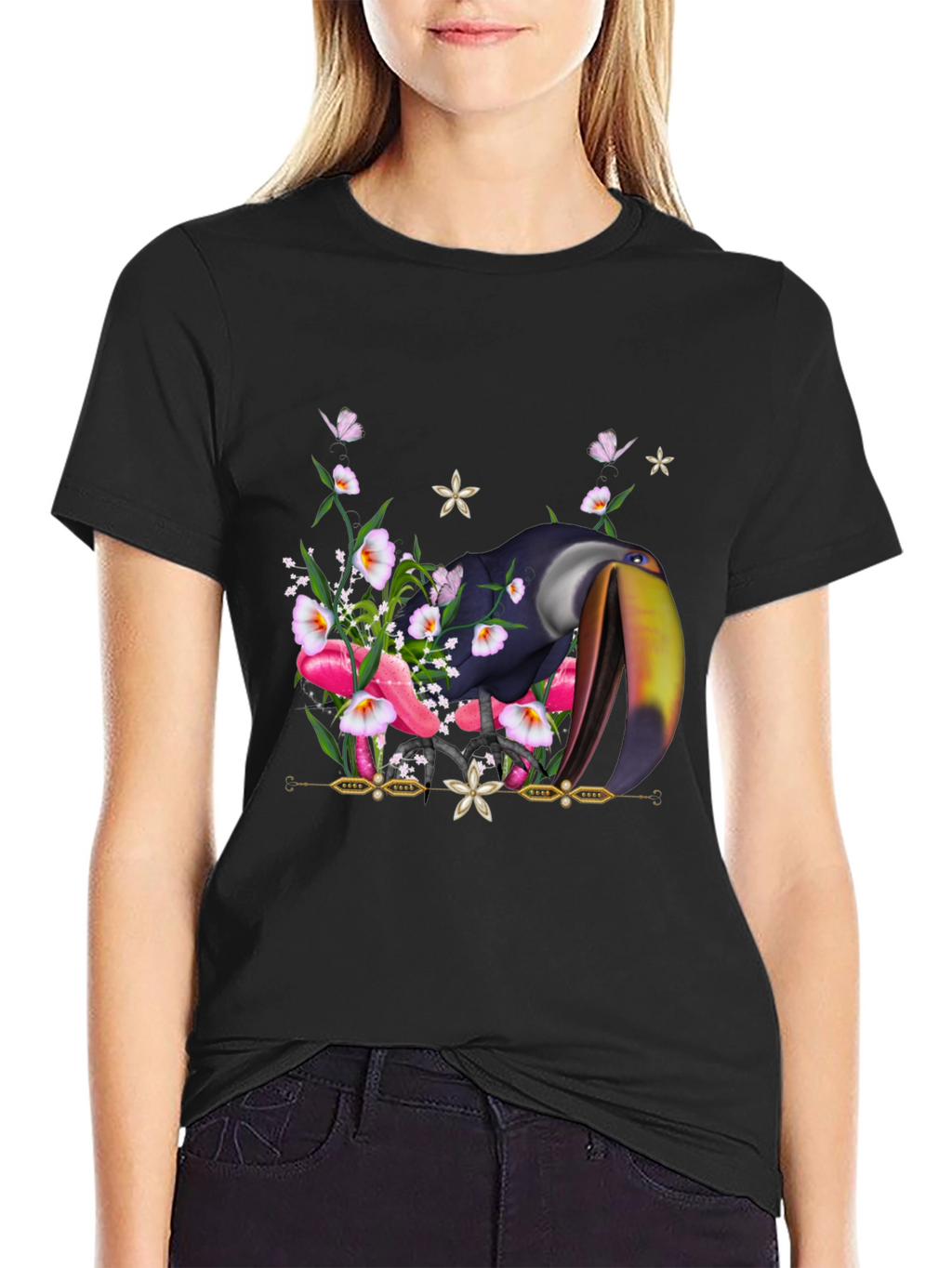 Toucan Floral T-Shirt - Tropical Bird Tee