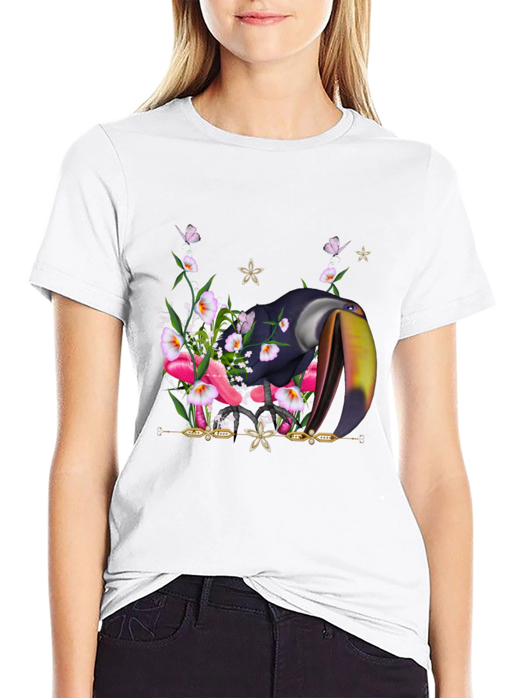 Toucan Floral T-Shirt - Tropical Bird Tee