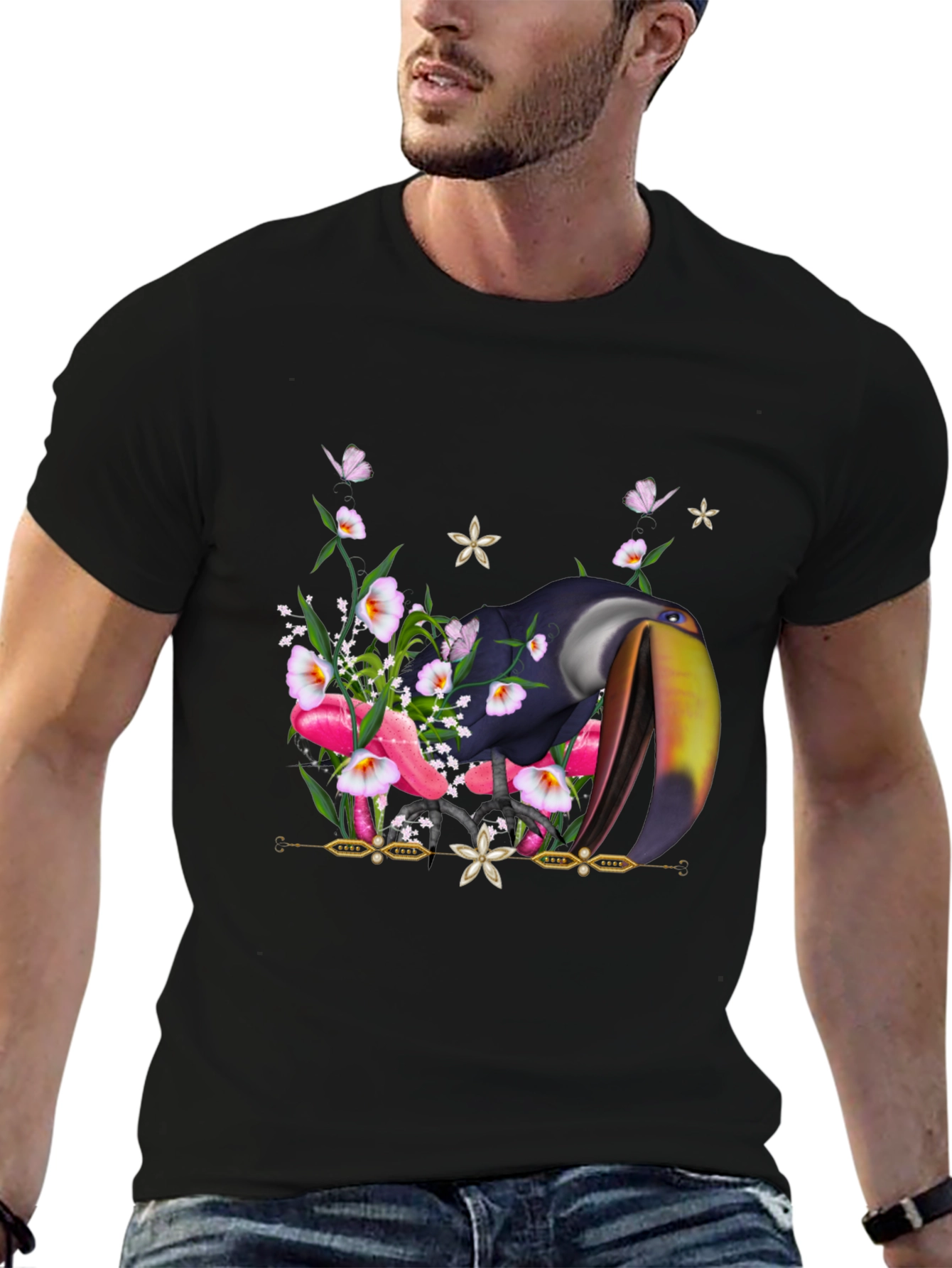 Toucan Floral T-Shirt - Tropical Bird Tee