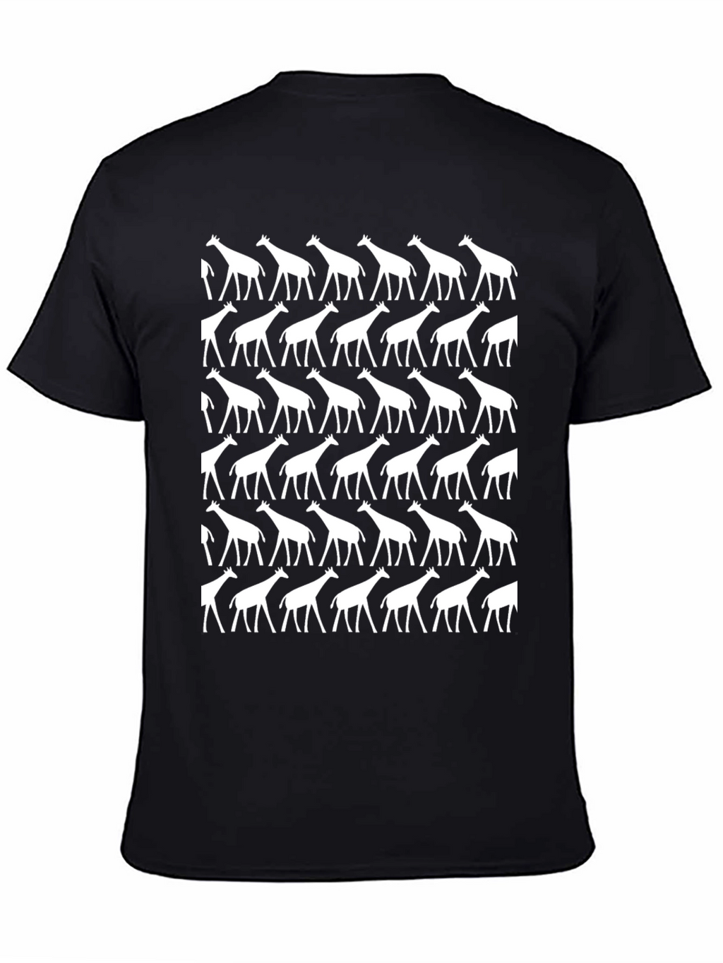 Giraffe Pattern Graphic Tee - Black Cotton Shirt