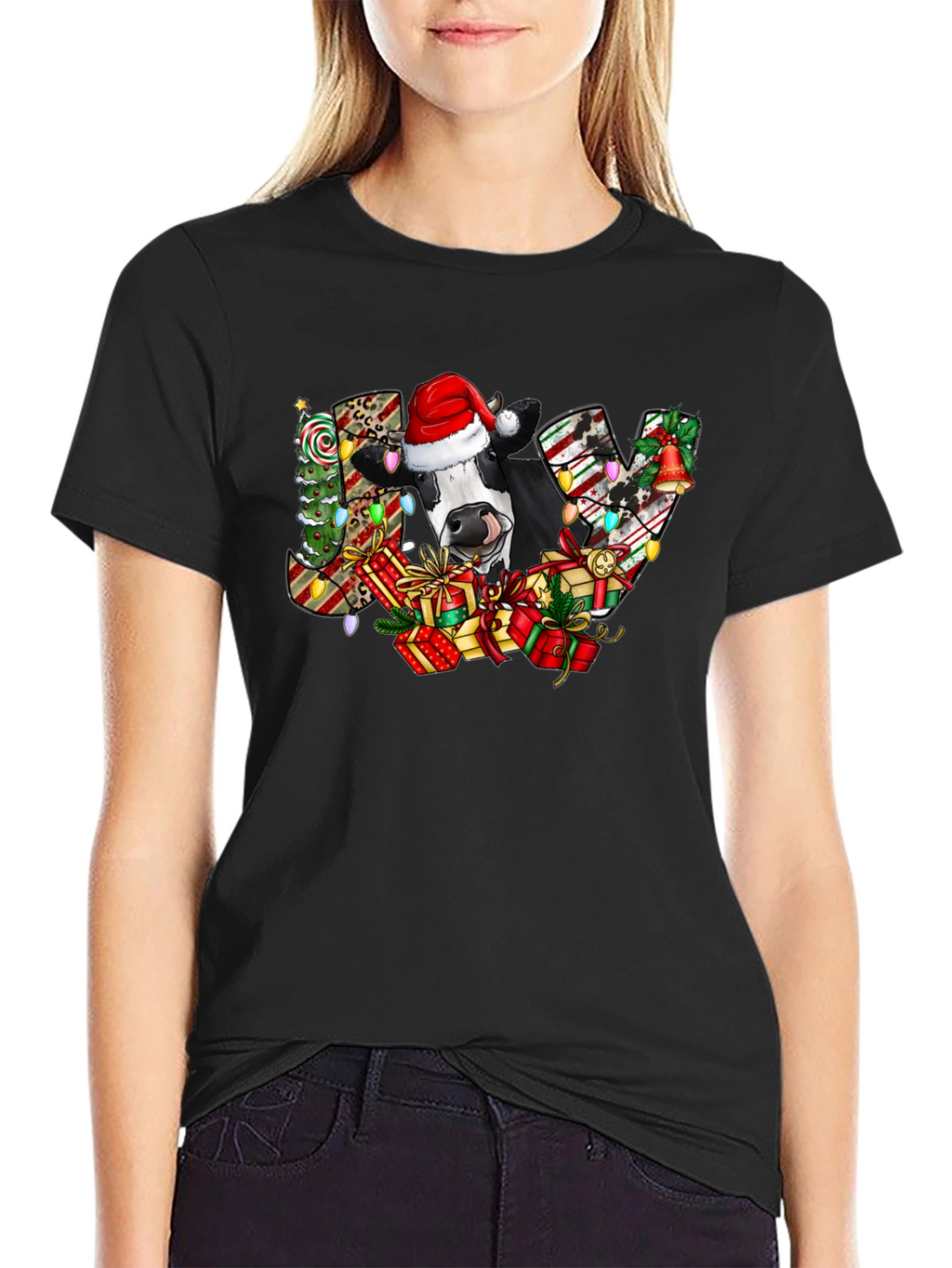 Christmas Cow JOY Graphic Tee