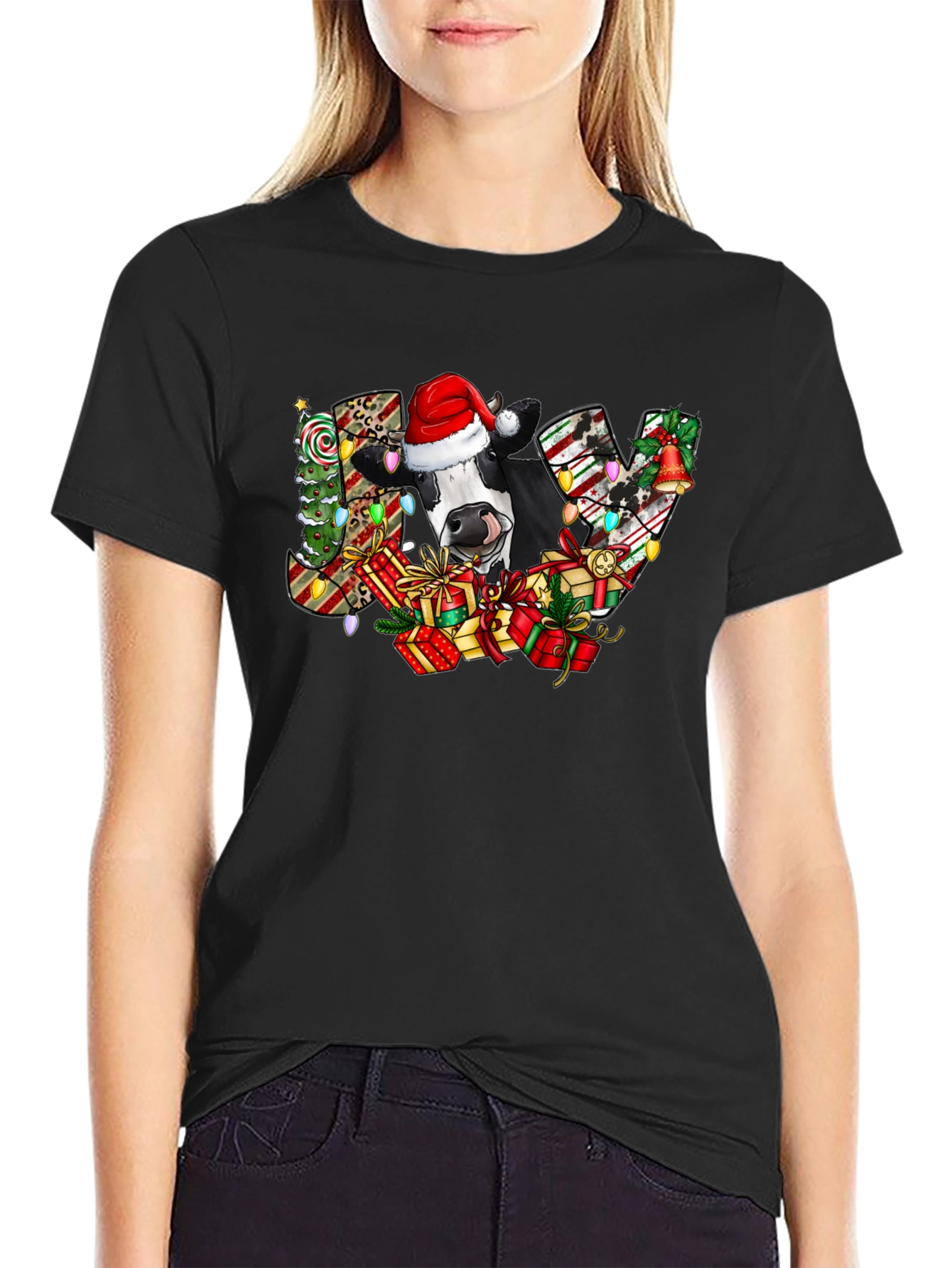 Christmas Cow JOY Graphic Tee