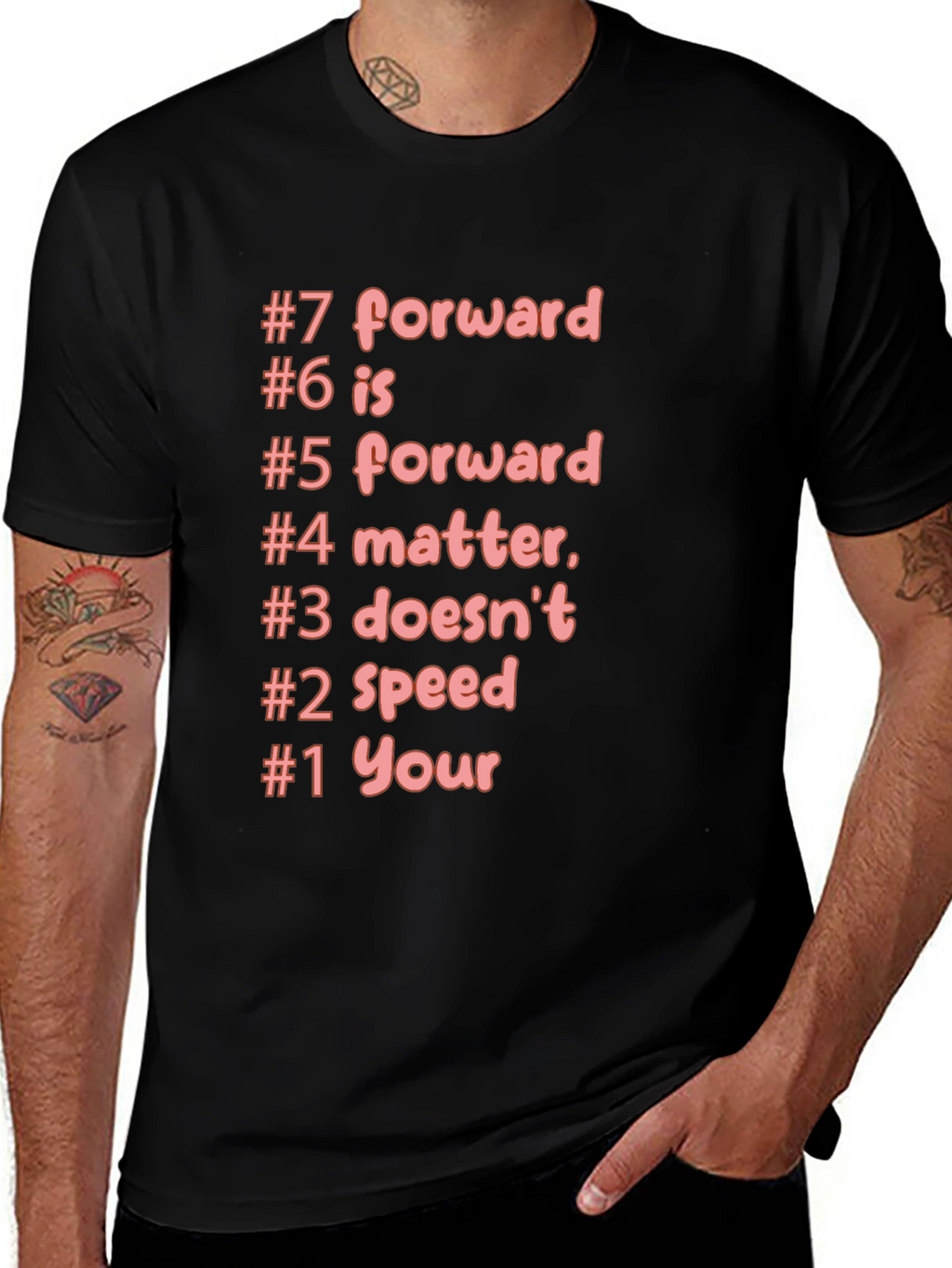 Funny T-Shirt #7 Forward Humorous Black Tee