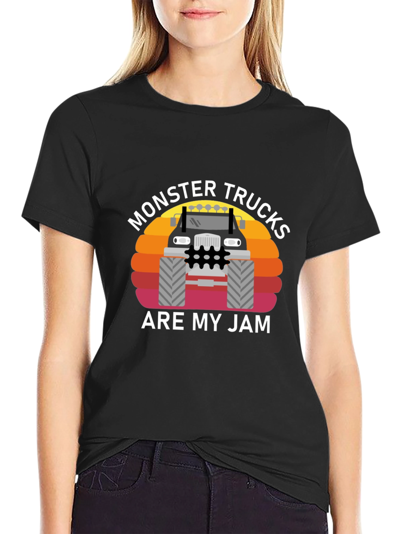 Monster Truck Jam Graphic Tee - Black Cotton T-Shirt
