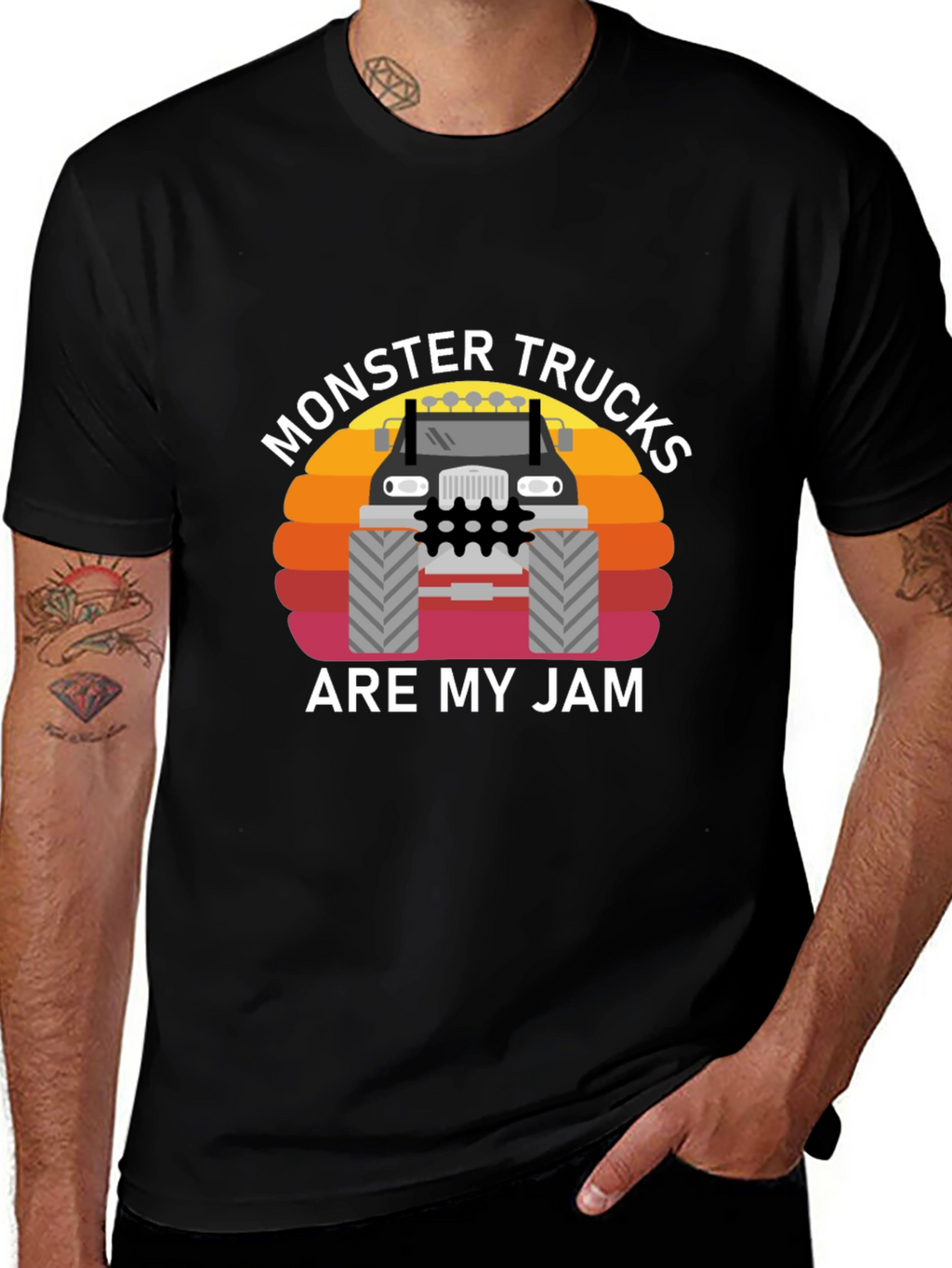 Monster Truck Jam Graphic Tee - Black Cotton T-Shirt