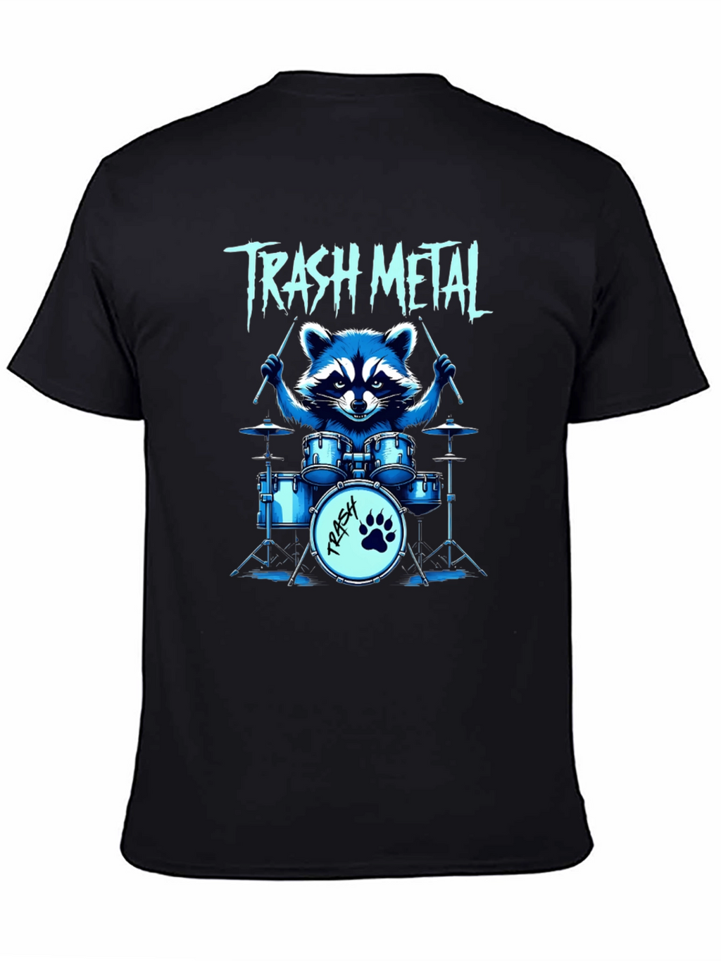 Trash Metal Raccoon Drummer T-Shirt
