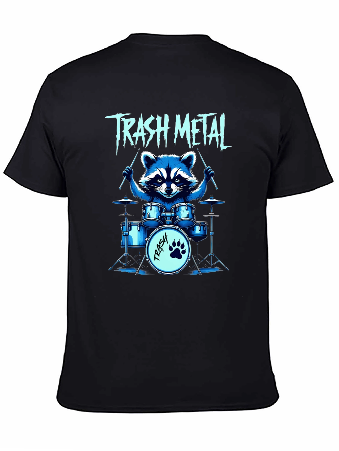 Trash Metal Raccoon Drummer T-Shirt