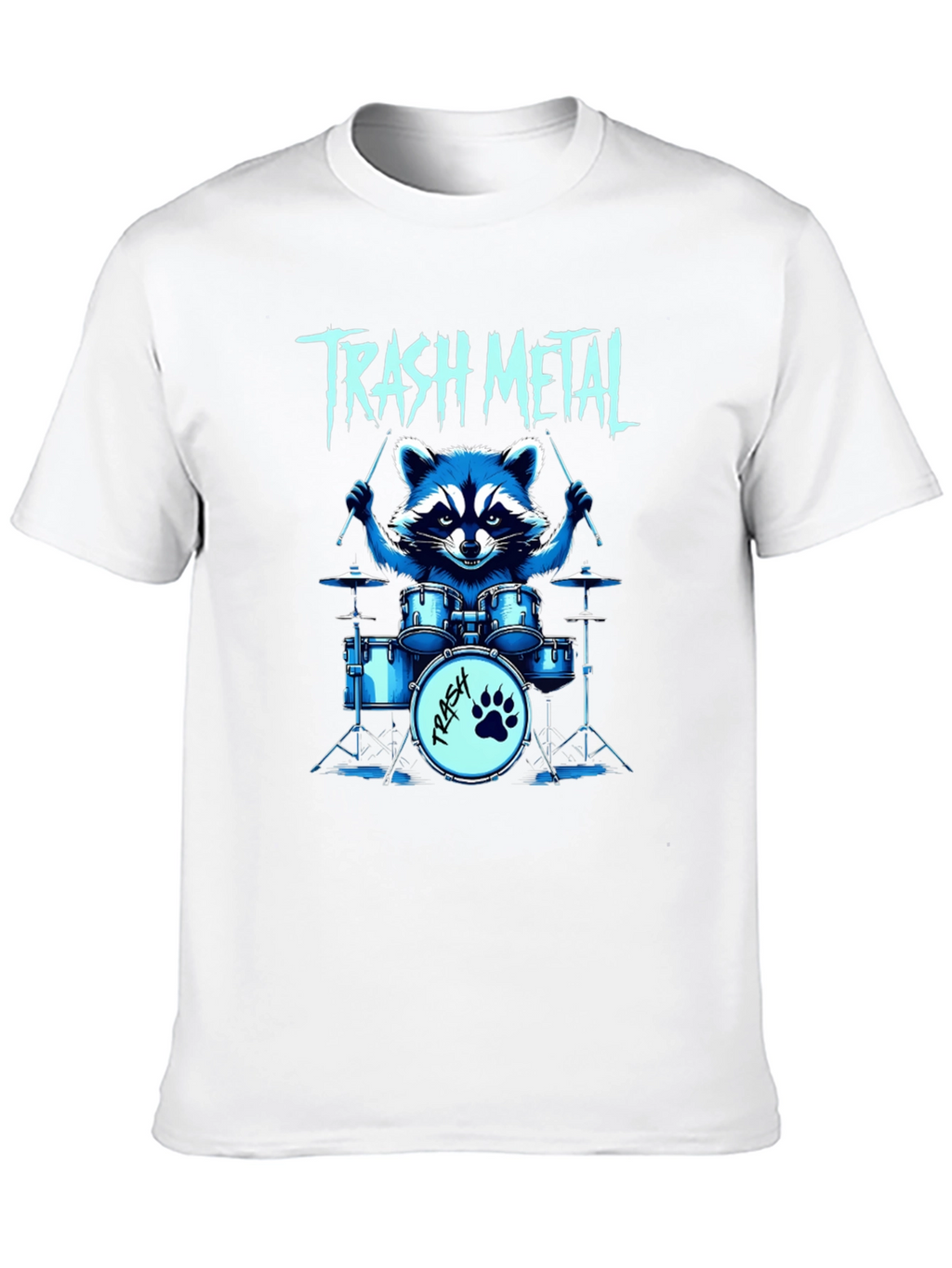 Trash Metal Raccoon Drummer T-Shirt