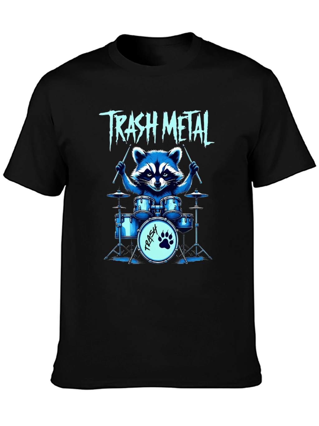 Trash Metal Raccoon Drummer T-Shirt