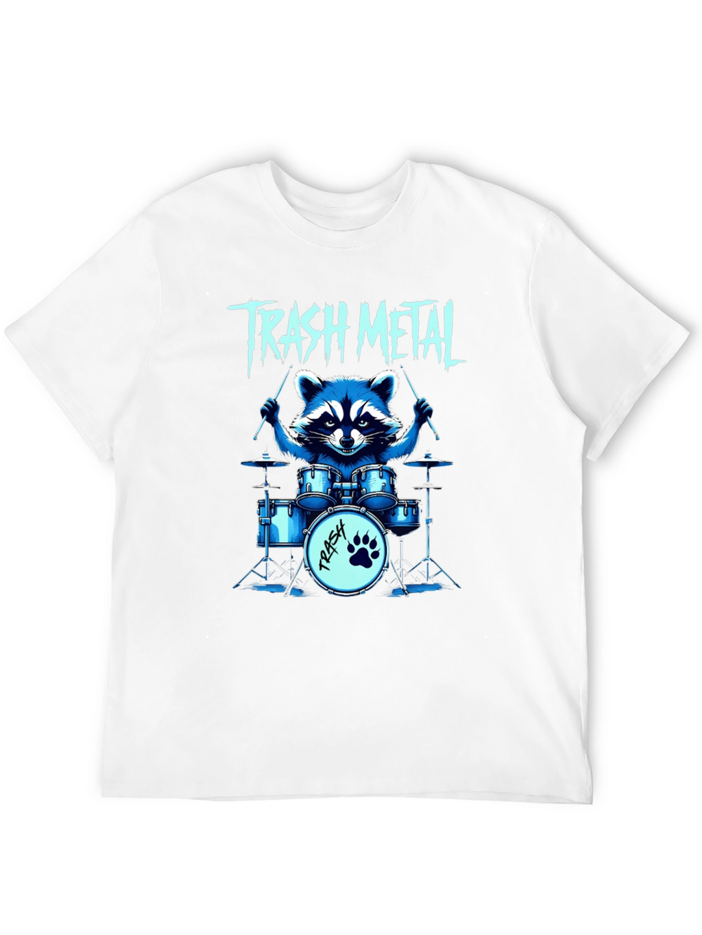 Trash Metal Raccoon Drummer T-Shirt