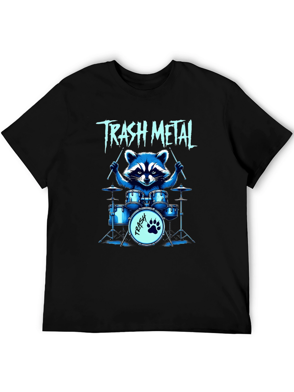 Trash Metal Raccoon Drummer T-Shirt