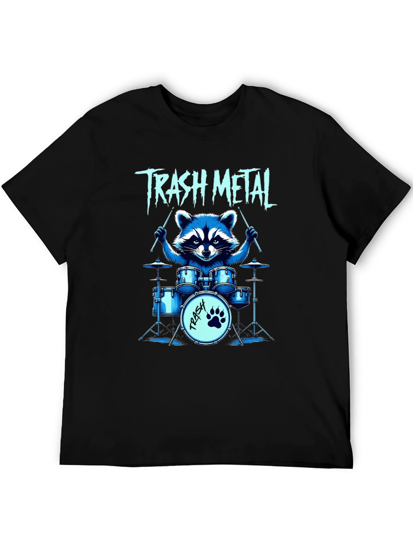 Trash Metal Raccoon Drummer T-Shirt