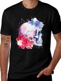 Floral Skull Graphic Tee - Trendy & Unique