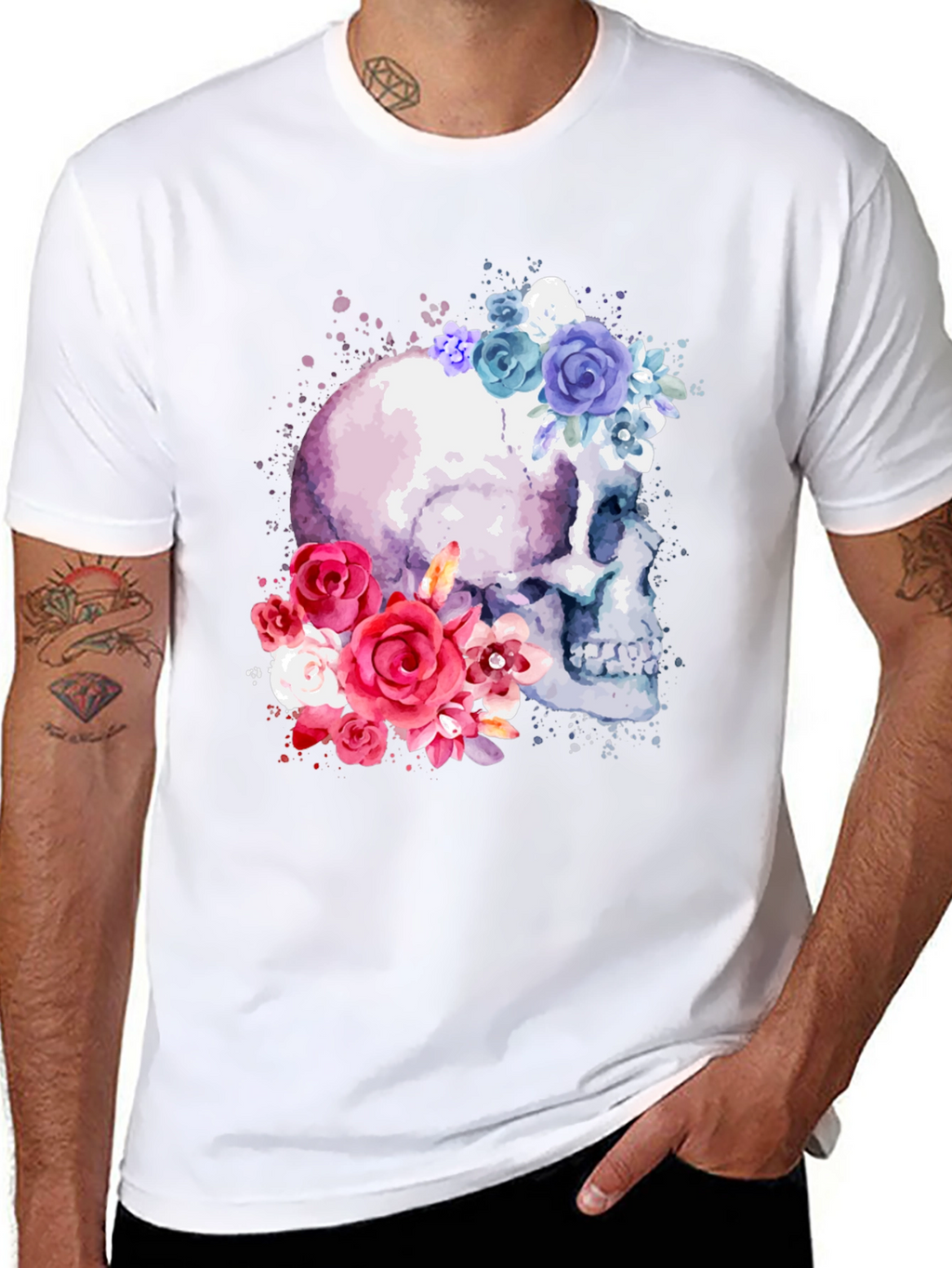 Floral Skull Graphic Tee - Trendy & Unique