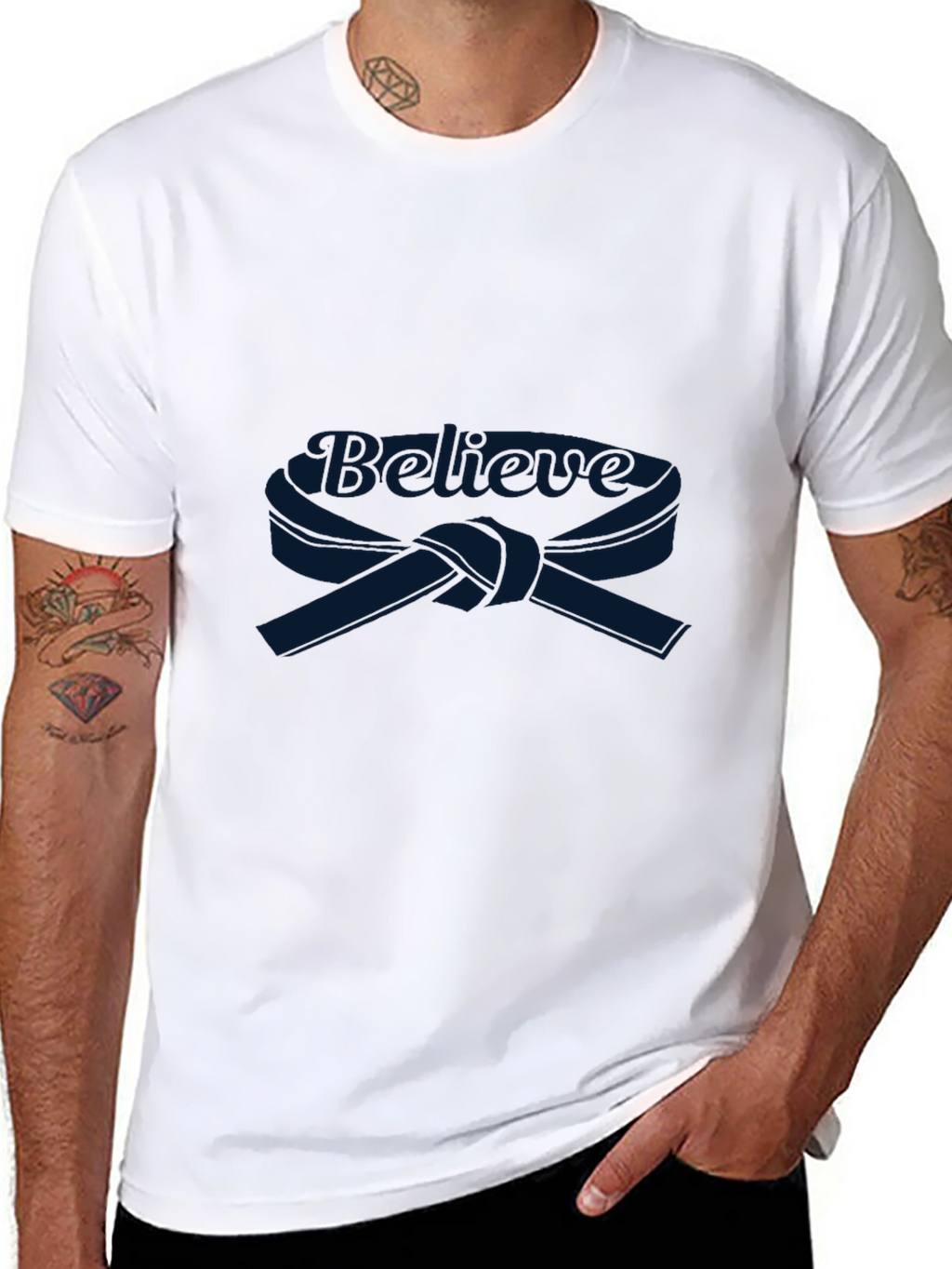 Believe Karate Belt Graphic Black T-Shirt