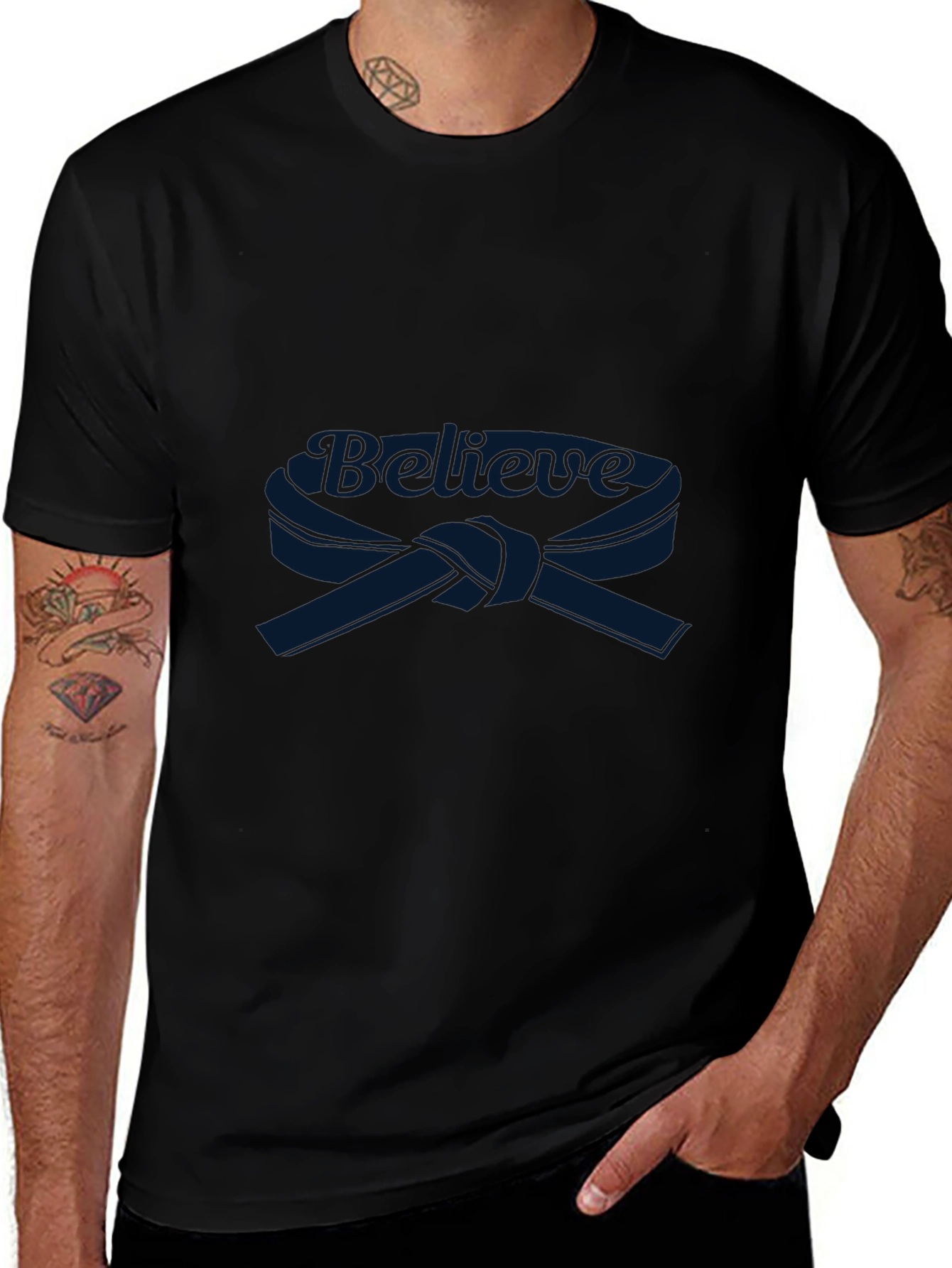 Believe Karate Belt Graphic Black T-Shirt
