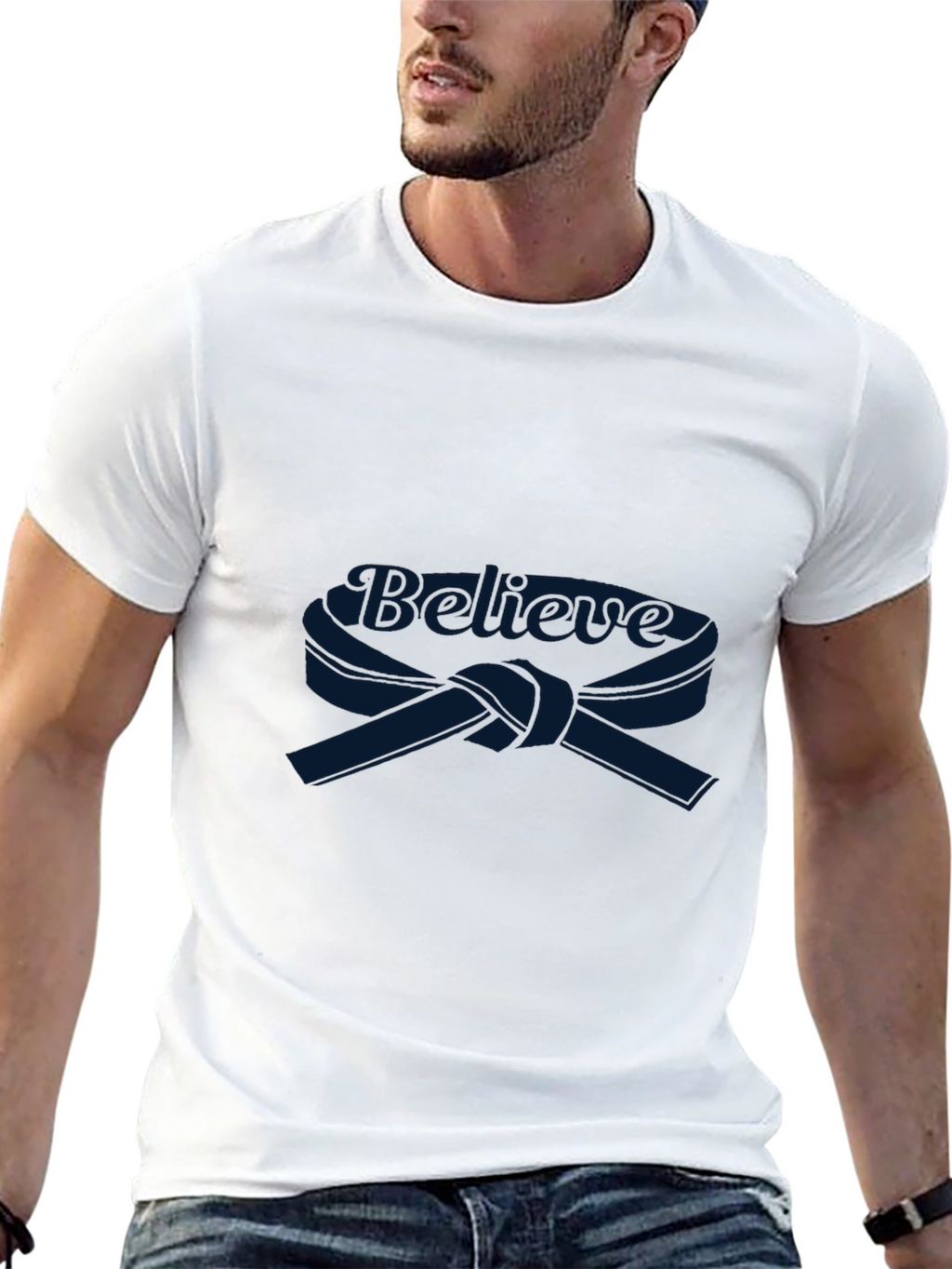 Believe Karate Belt Graphic Black T-Shirt