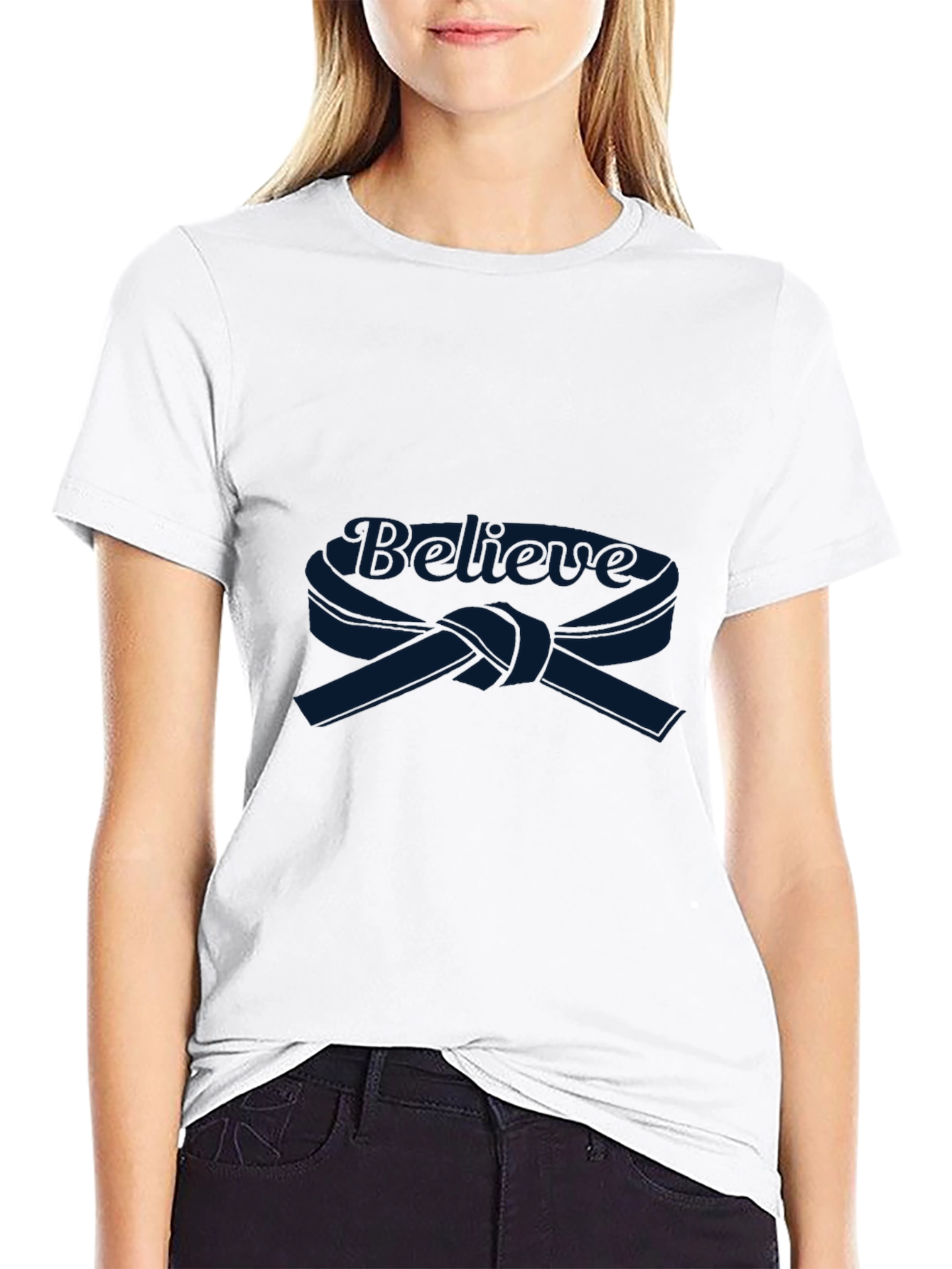 Believe Karate Belt Graphic Black T-Shirt