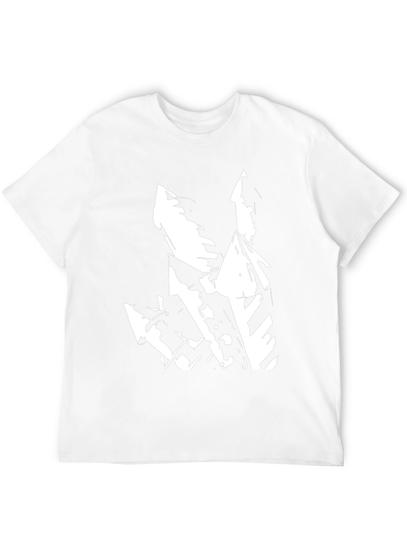 Abstract White Graphic on Black T-Shirt