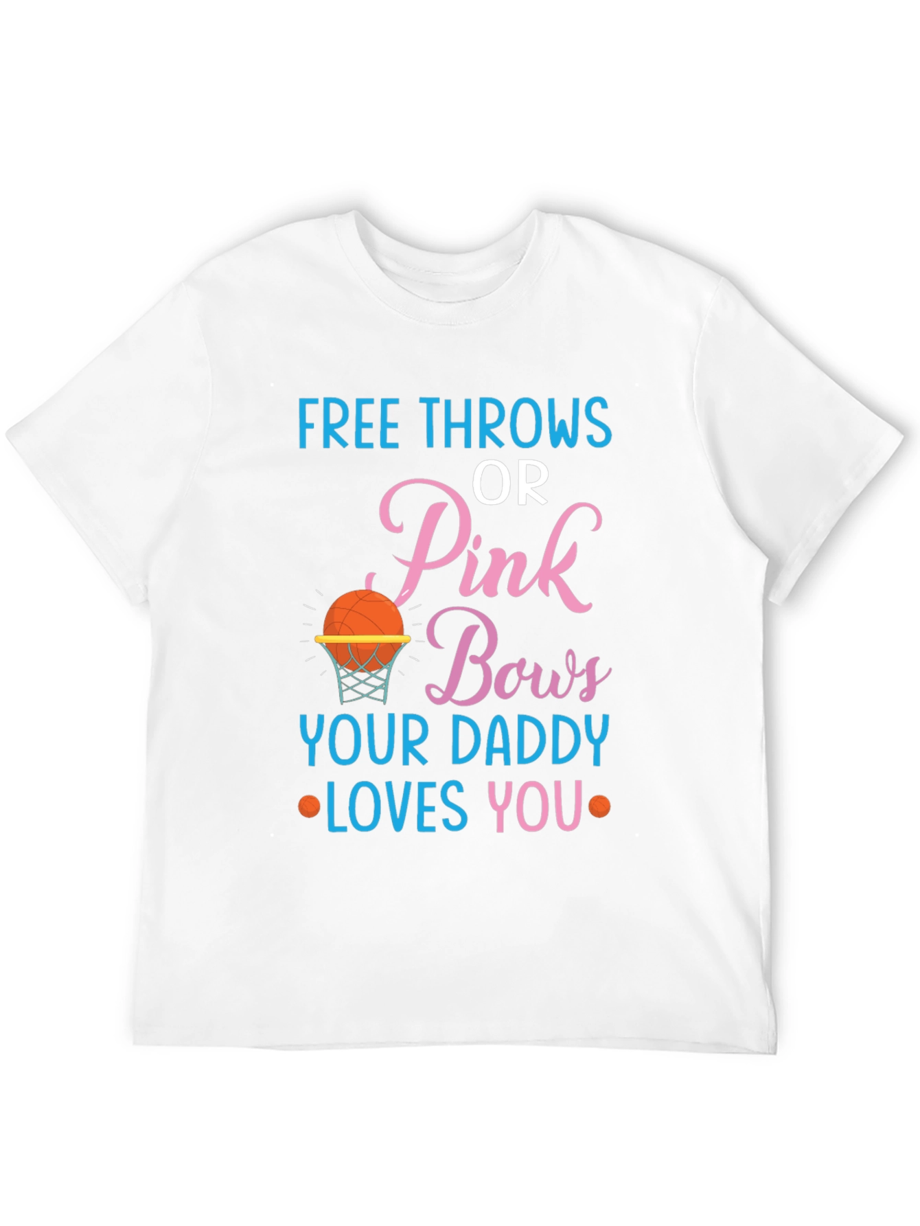 Free Throws or Pink Bows Gender Reveal T-Shirt