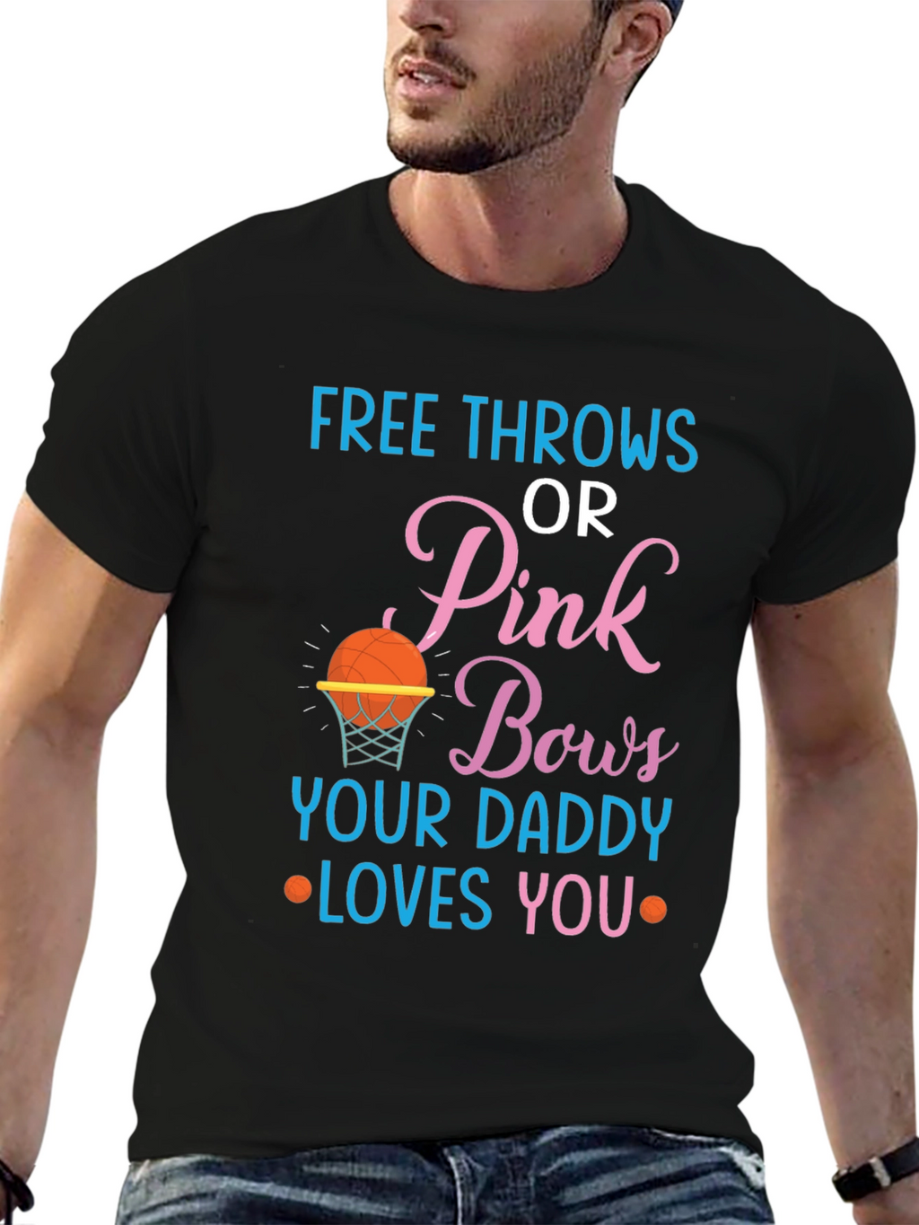 Free Throws or Pink Bows Gender Reveal T-Shirt
