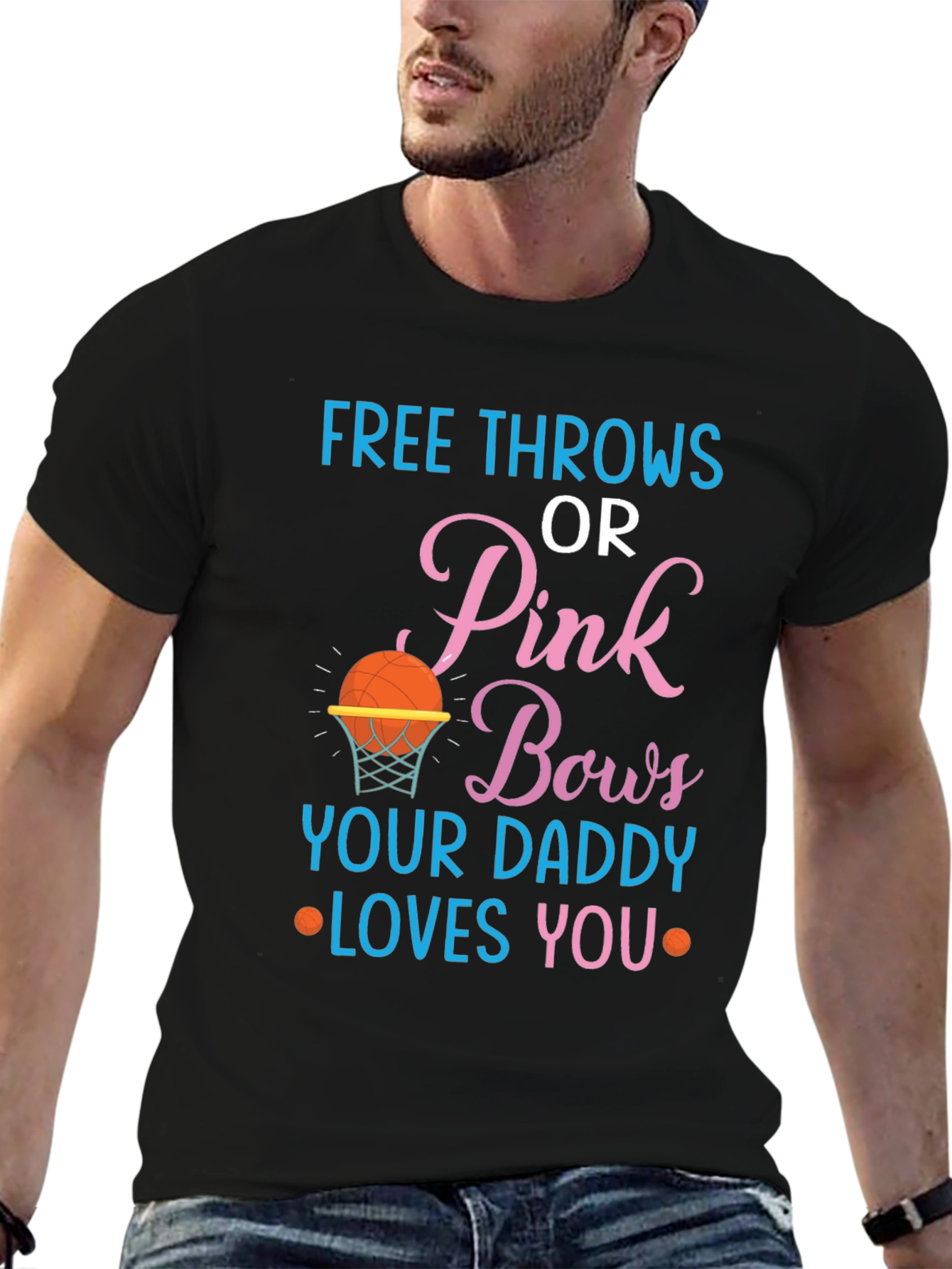 Free Throws or Pink Bows Gender Reveal T-Shirt