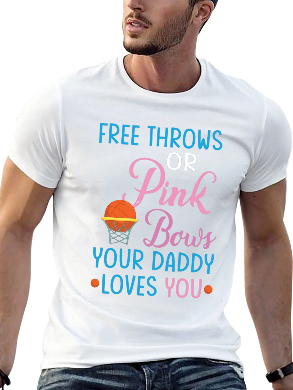 Free Throws or Pink Bows Gender Reveal T-Shirt
