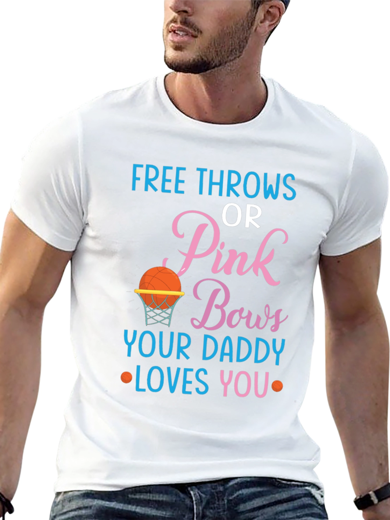 Free Throws or Pink Bows Gender Reveal T-Shirt