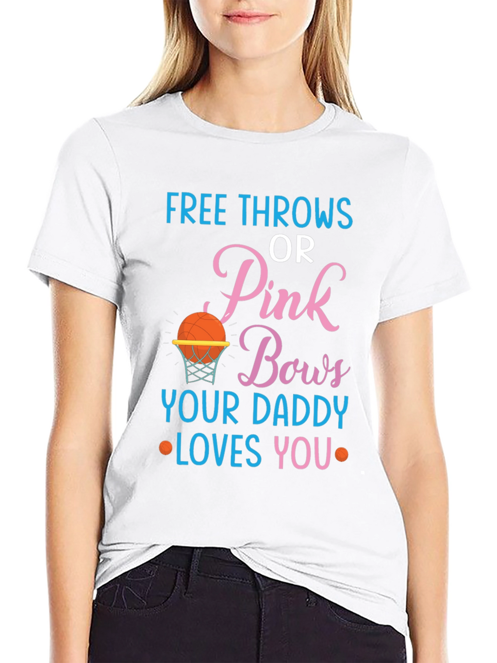 Free Throws or Pink Bows Gender Reveal T-Shirt
