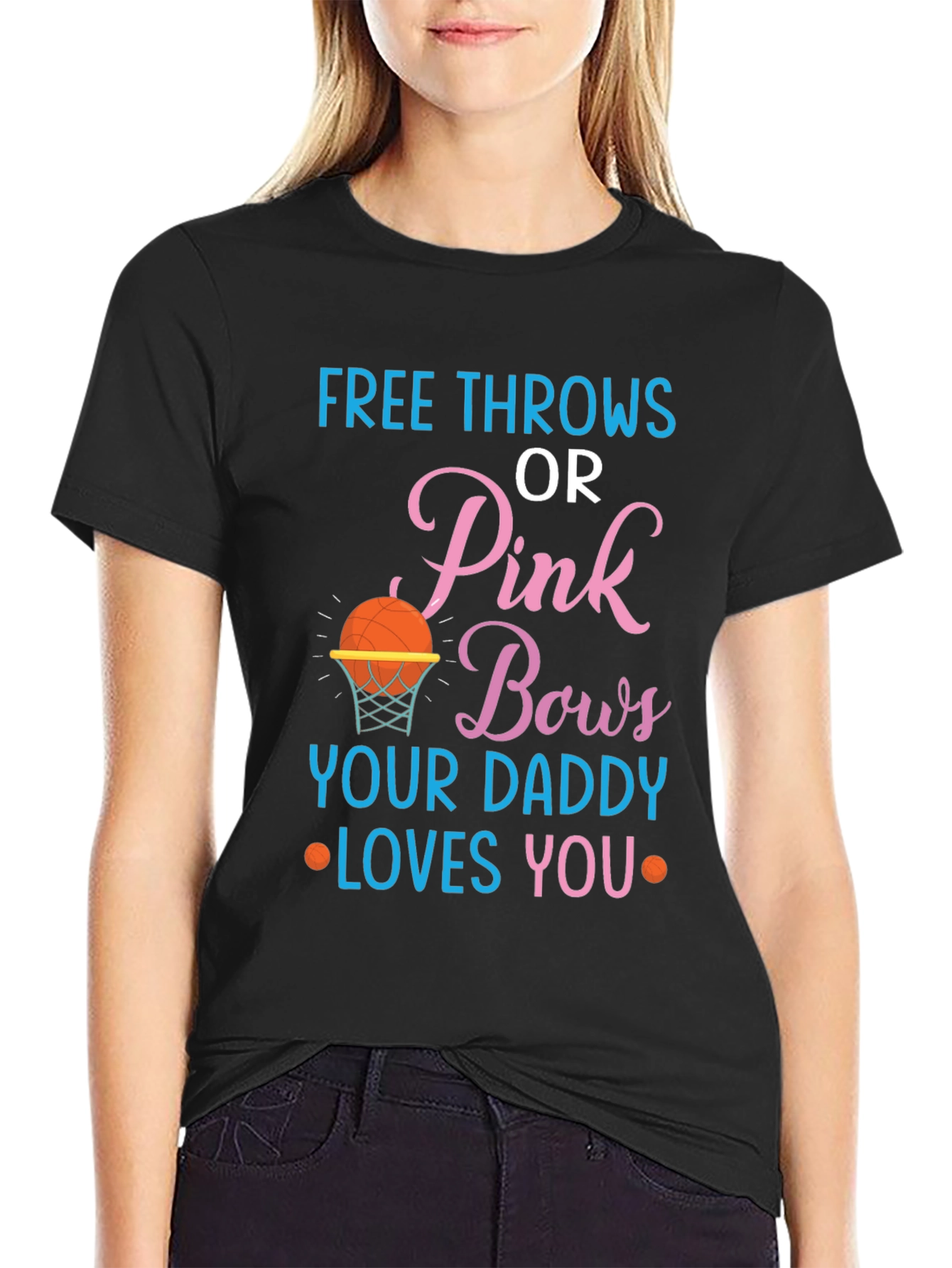 Free Throws or Pink Bows Gender Reveal T-Shirt