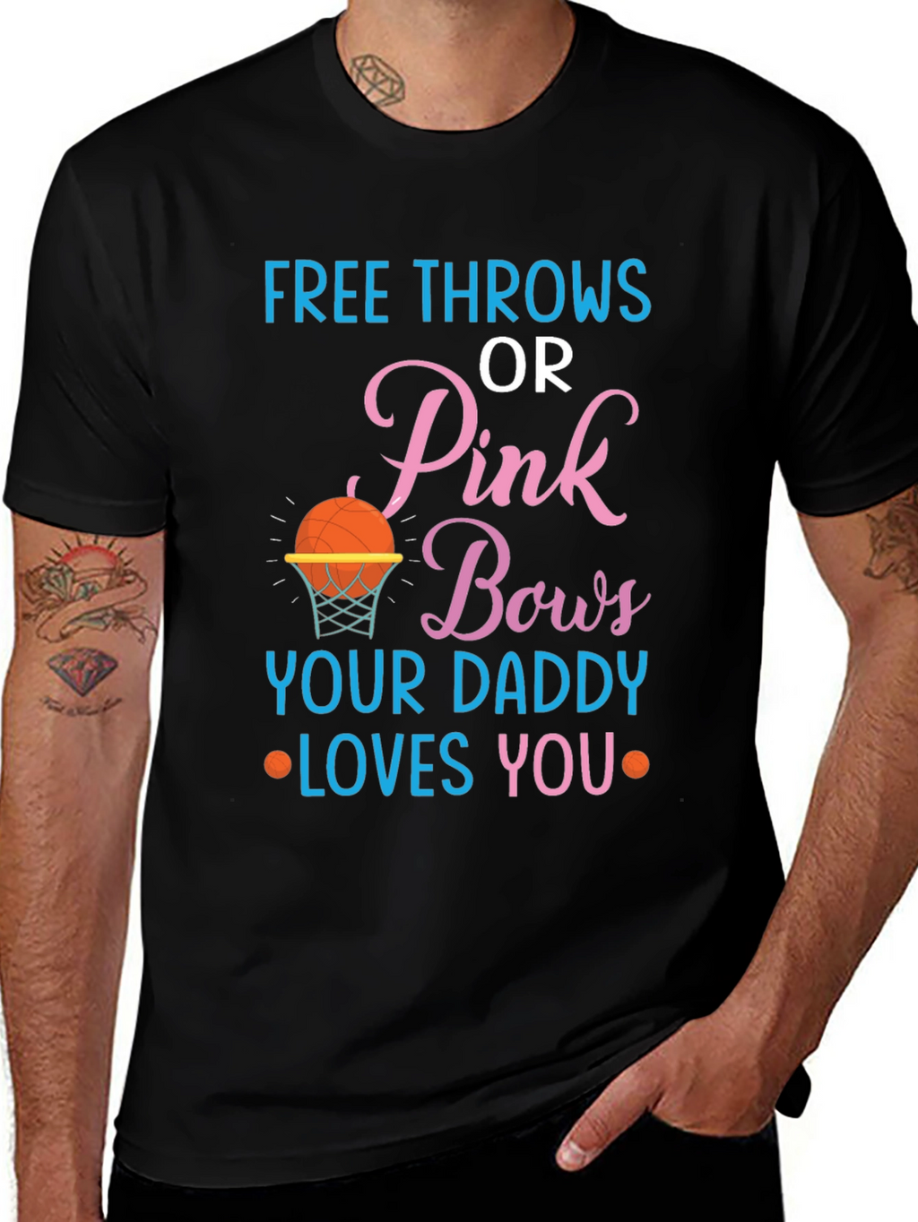 Free Throws or Pink Bows Gender Reveal T-Shirt