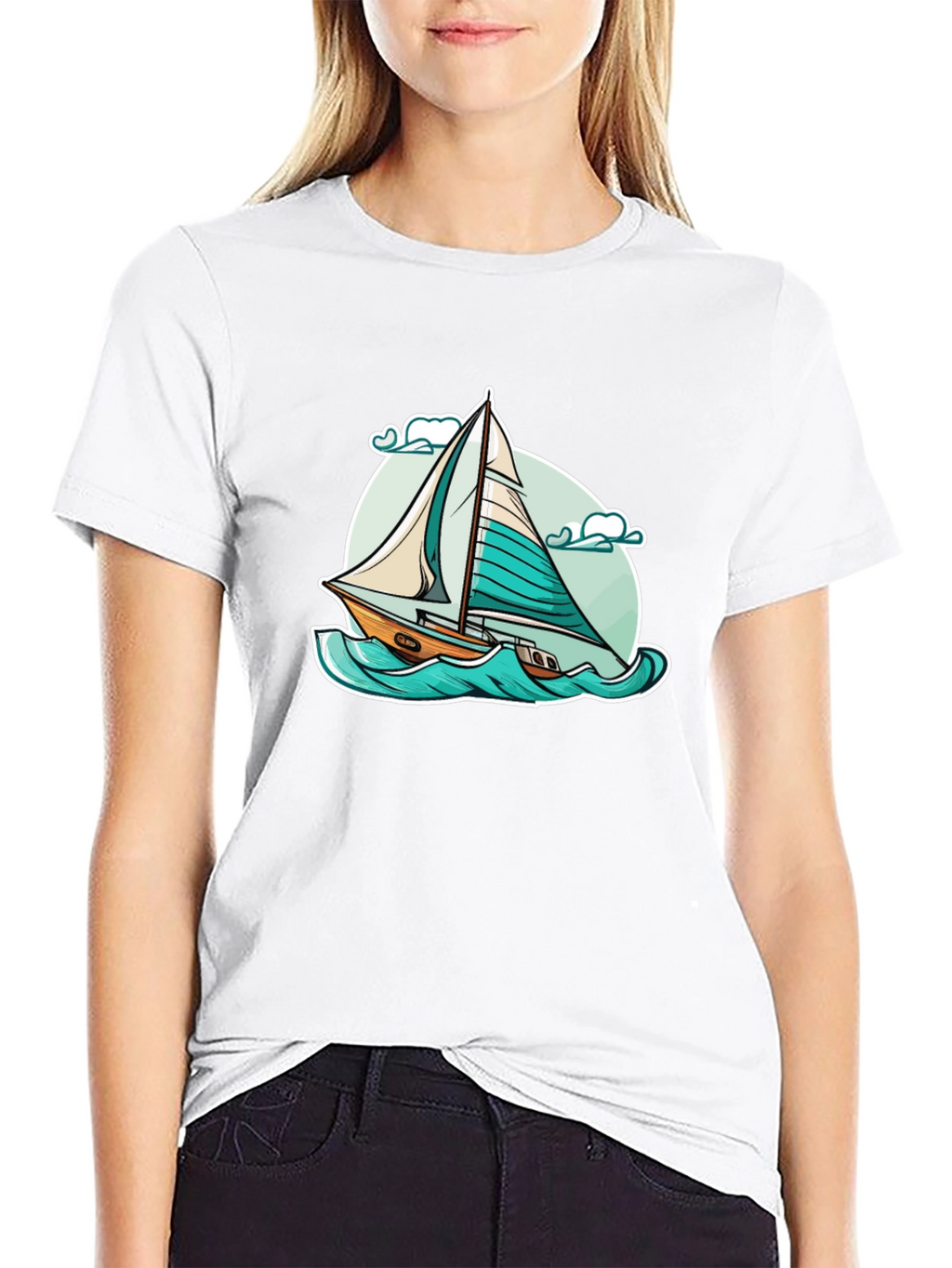Sailboat Graphic T-Shirt - Black