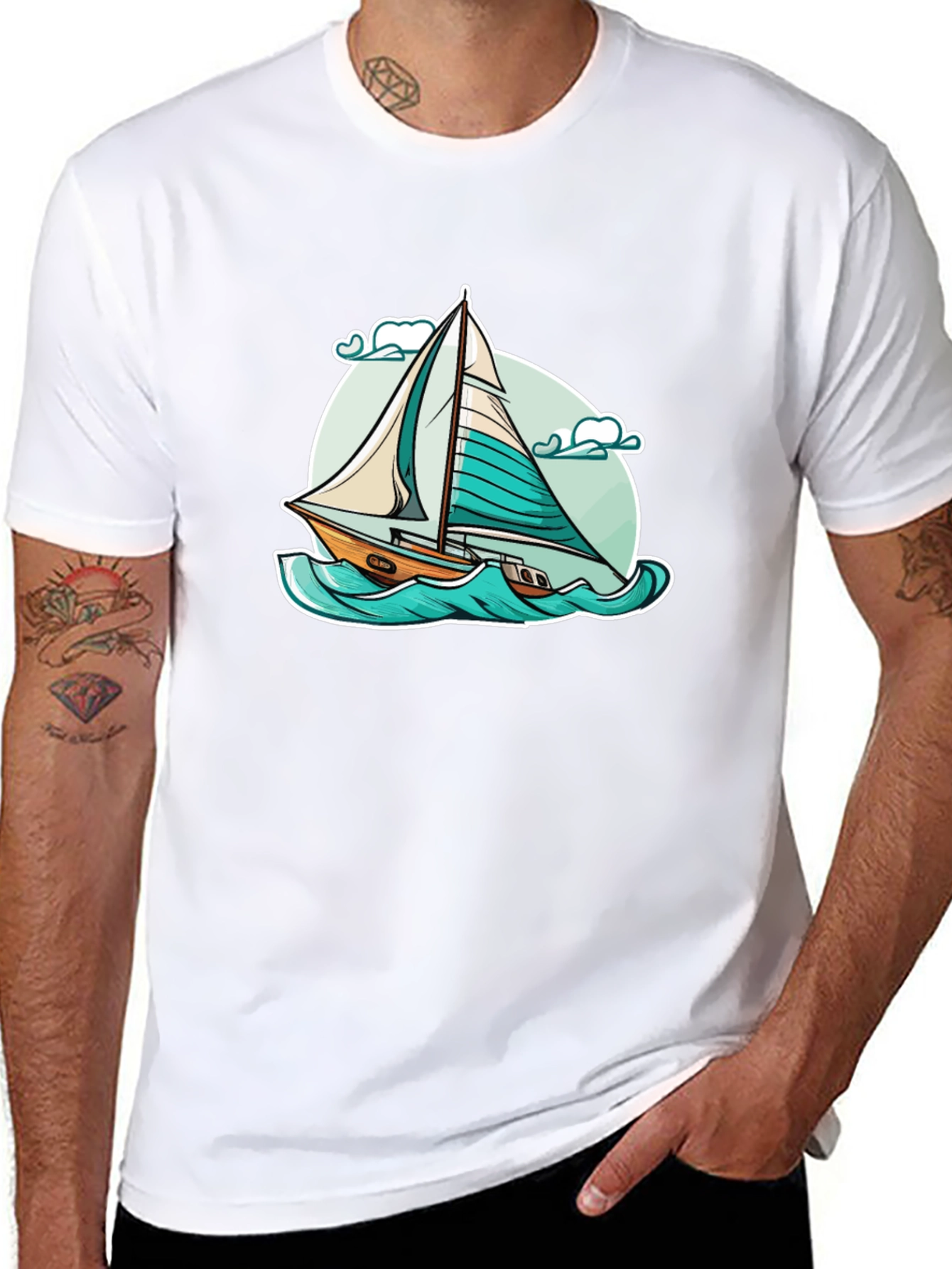 Sailboat Graphic T-Shirt - Black