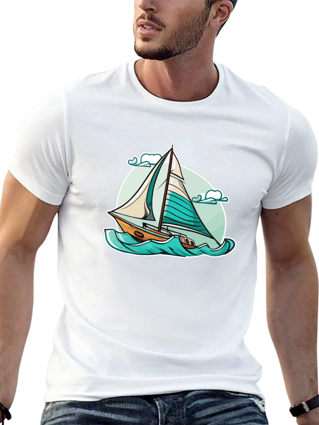 Sailboat Graphic T-Shirt - Black