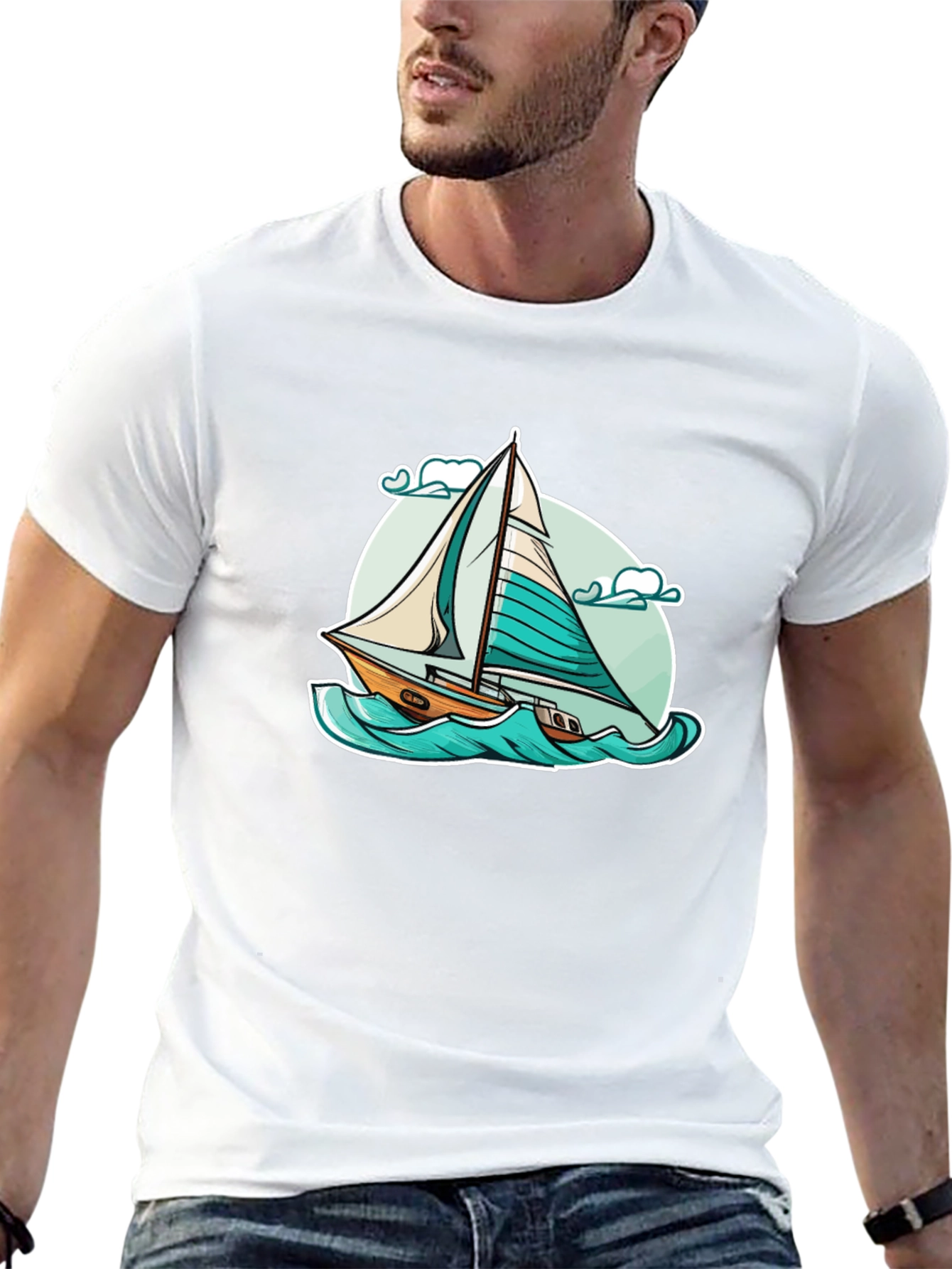 Sailboat Graphic T-Shirt - Black