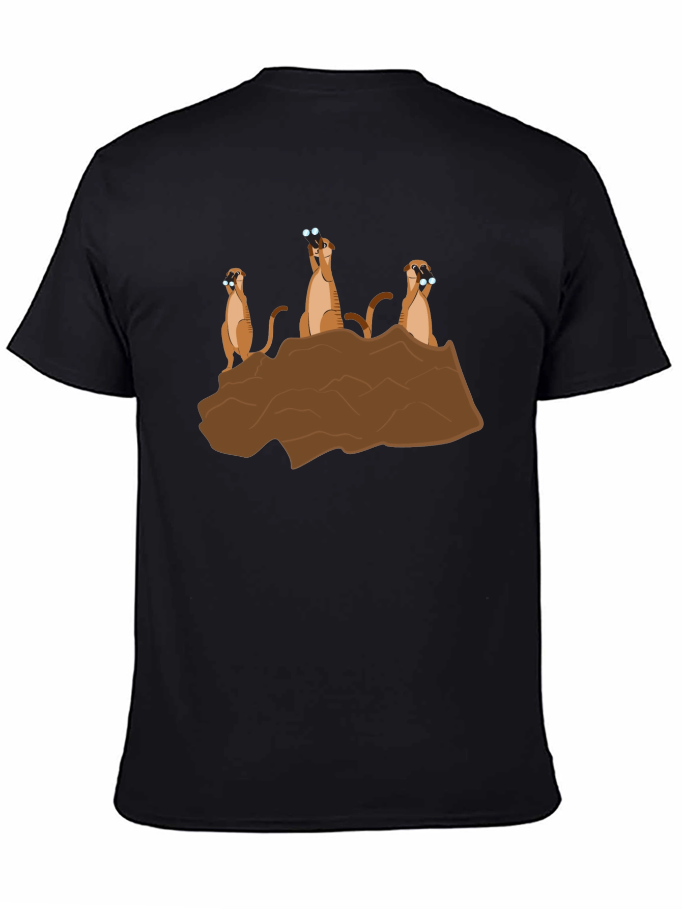 Meerkat Binoculars Graphic T-Shirt - Black Cotton Tee
