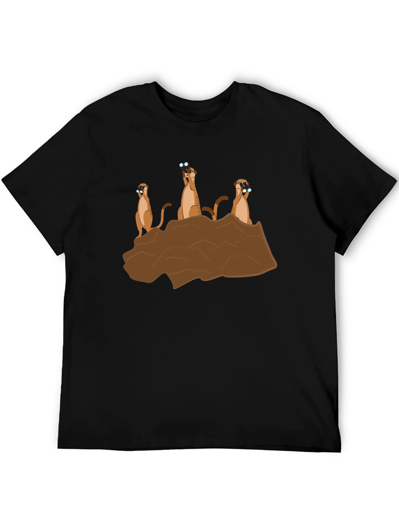 Meerkat Binoculars Graphic T-Shirt - Black Cotton Tee