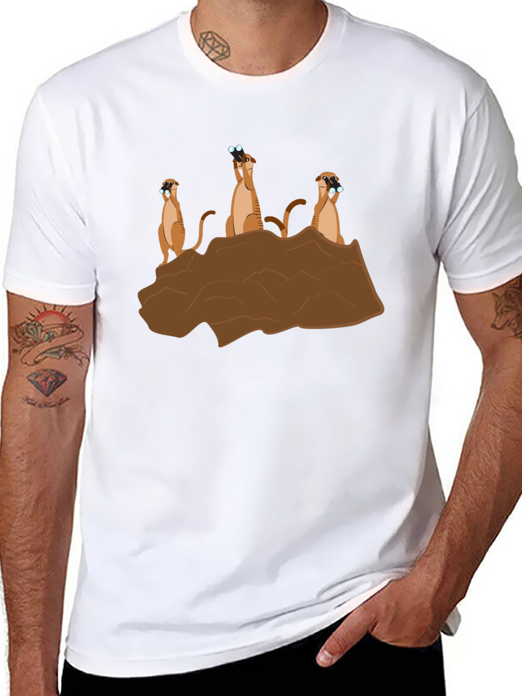 Meerkat Binoculars Graphic T-Shirt - Black Cotton Tee